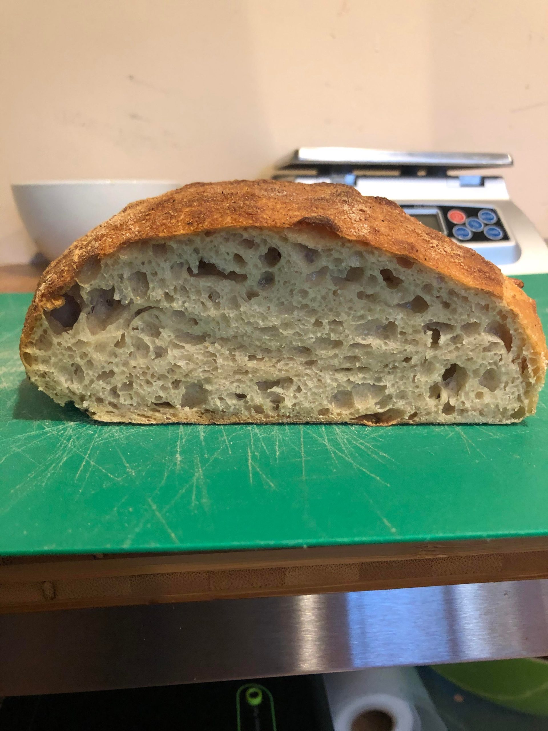 80 hydration sourdough bread... shaped into a regular loaf, not a