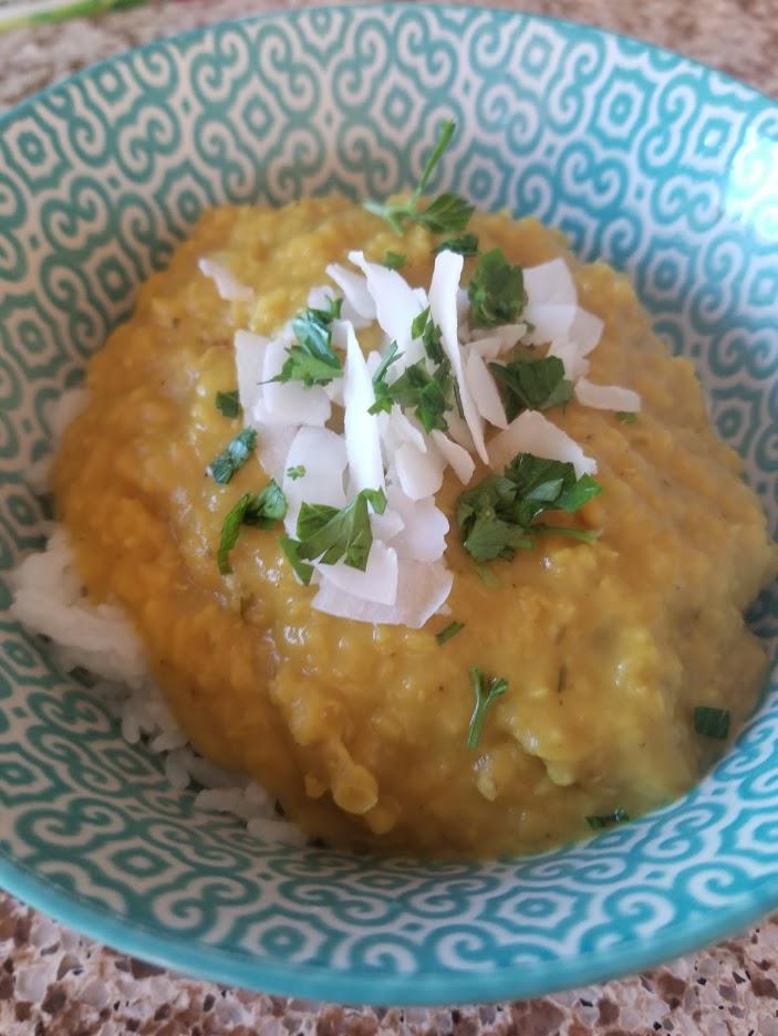 Red lentil Coconut Curry Dahl with Basmati Rice. This was easy and ...