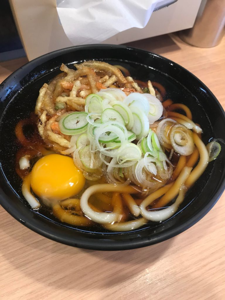 Udon noodle bowl from standing only shop in Sapporo