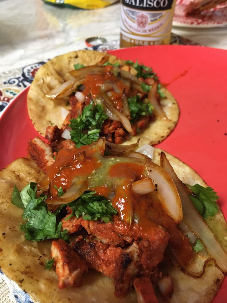 Made some late night tacos de carne adobada.