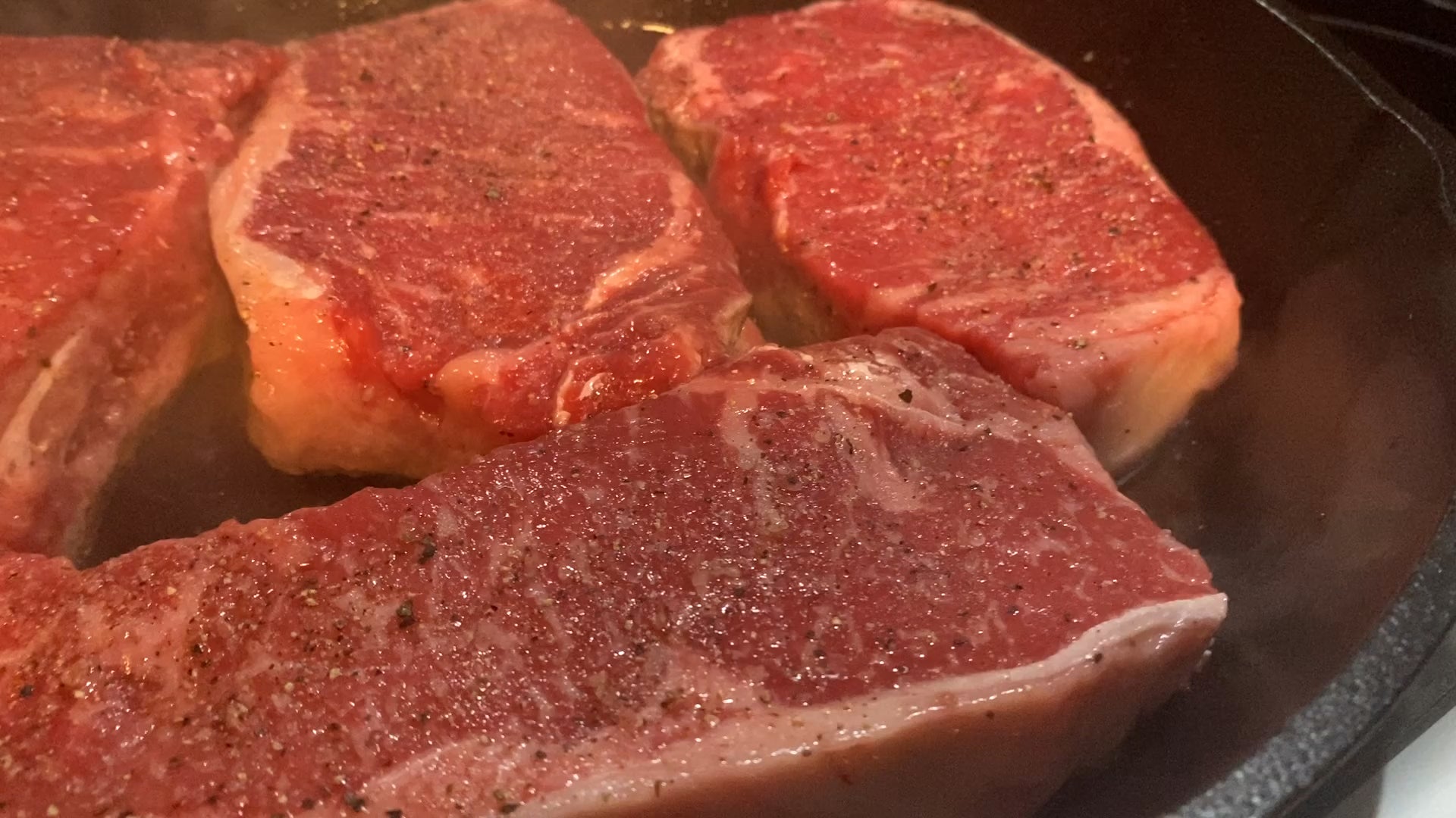 New York Steak, regular sear, 350 degrees for 11 min. Let sit for 5 min. Dining and Cooking