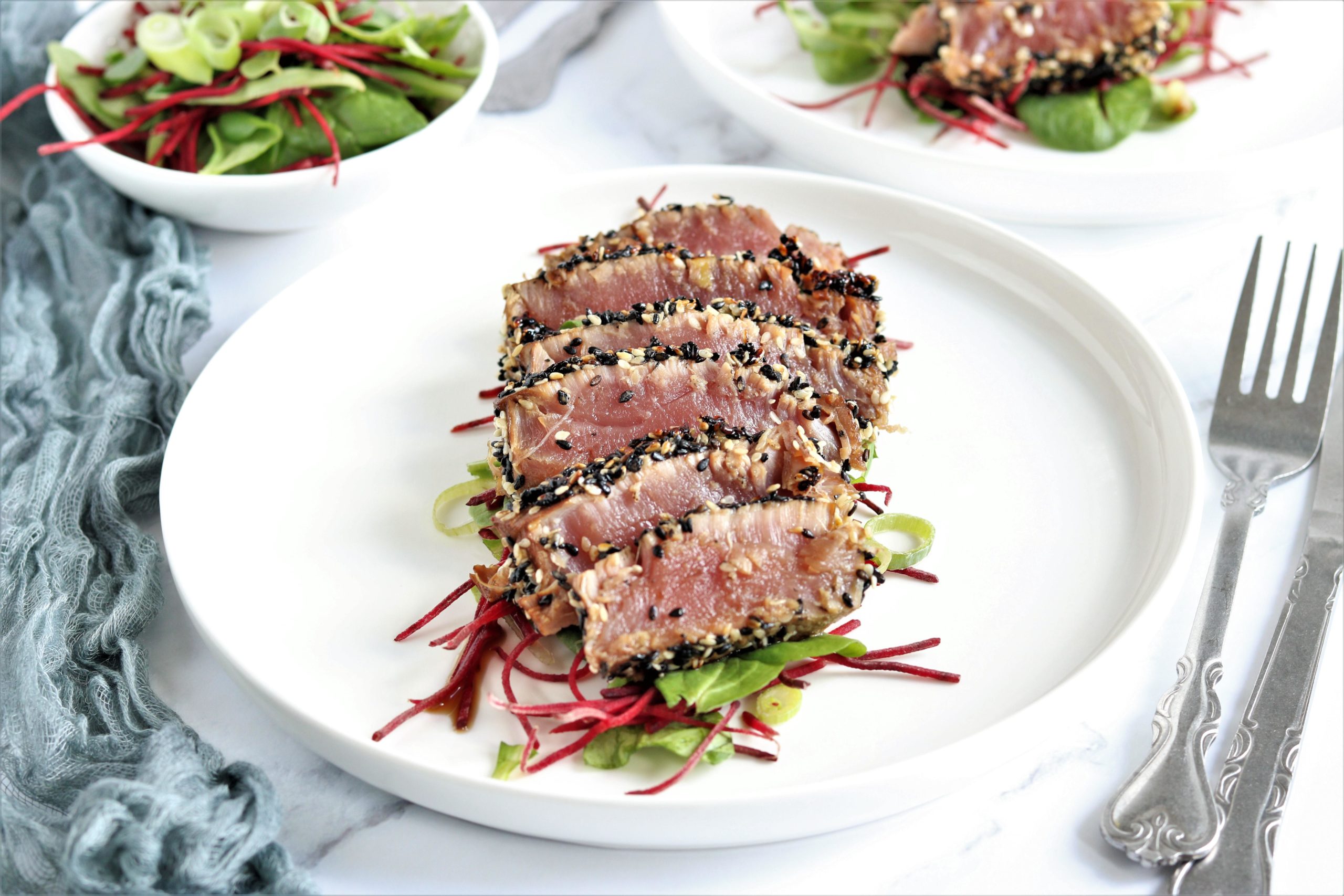 Marinated Tuna Steak With sesame seeds Dining and Cooking