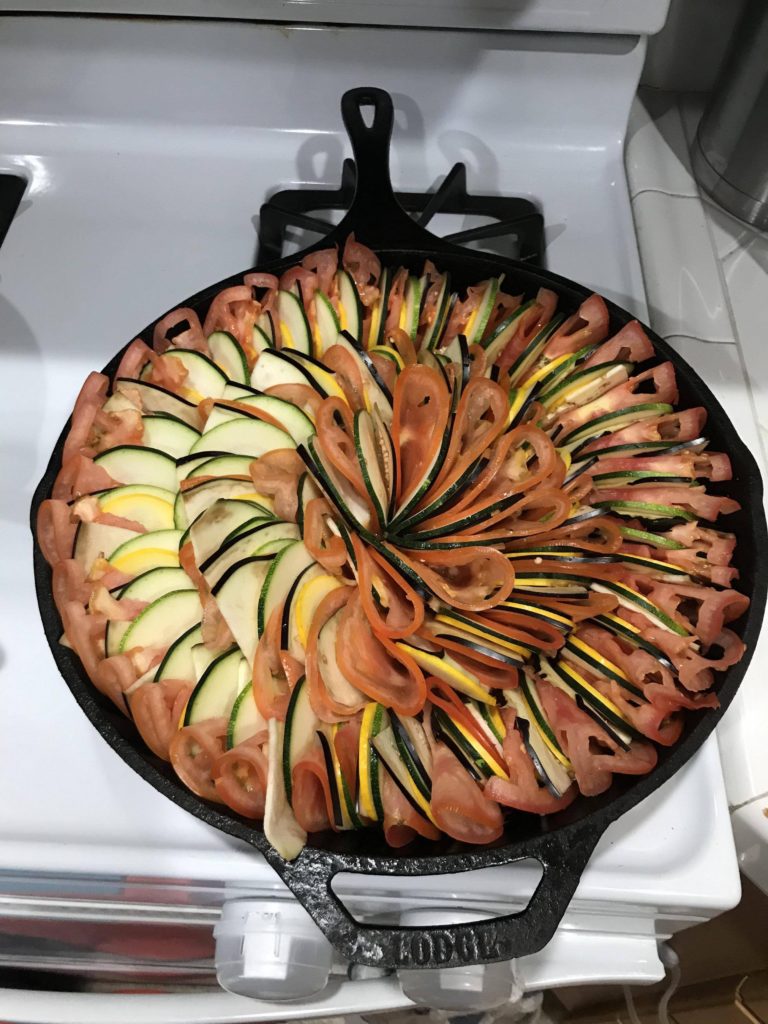 Confit byaldi ready for the oven!