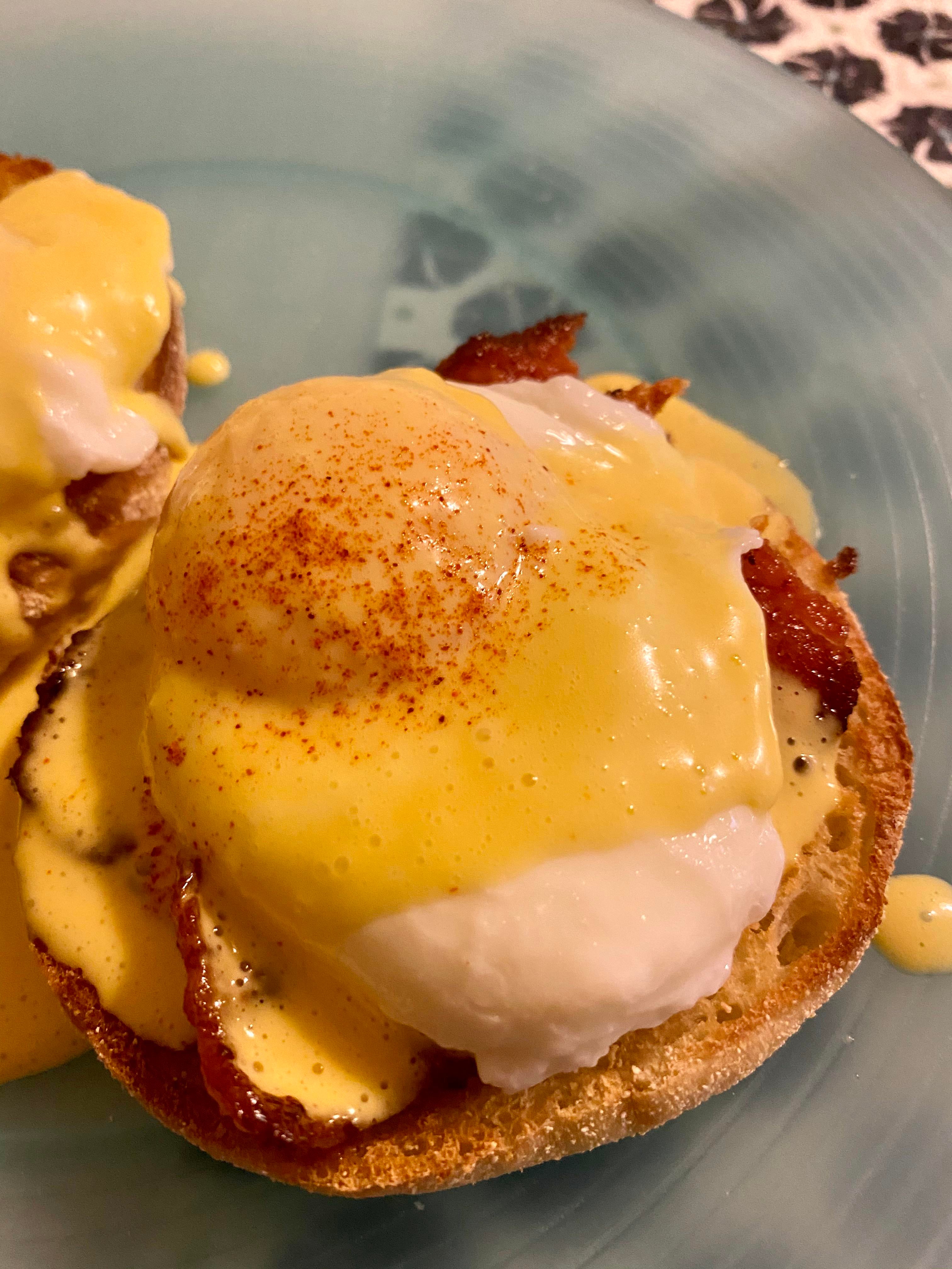 Homemade Eggs Benedict with American Bacon Dining and Cooking