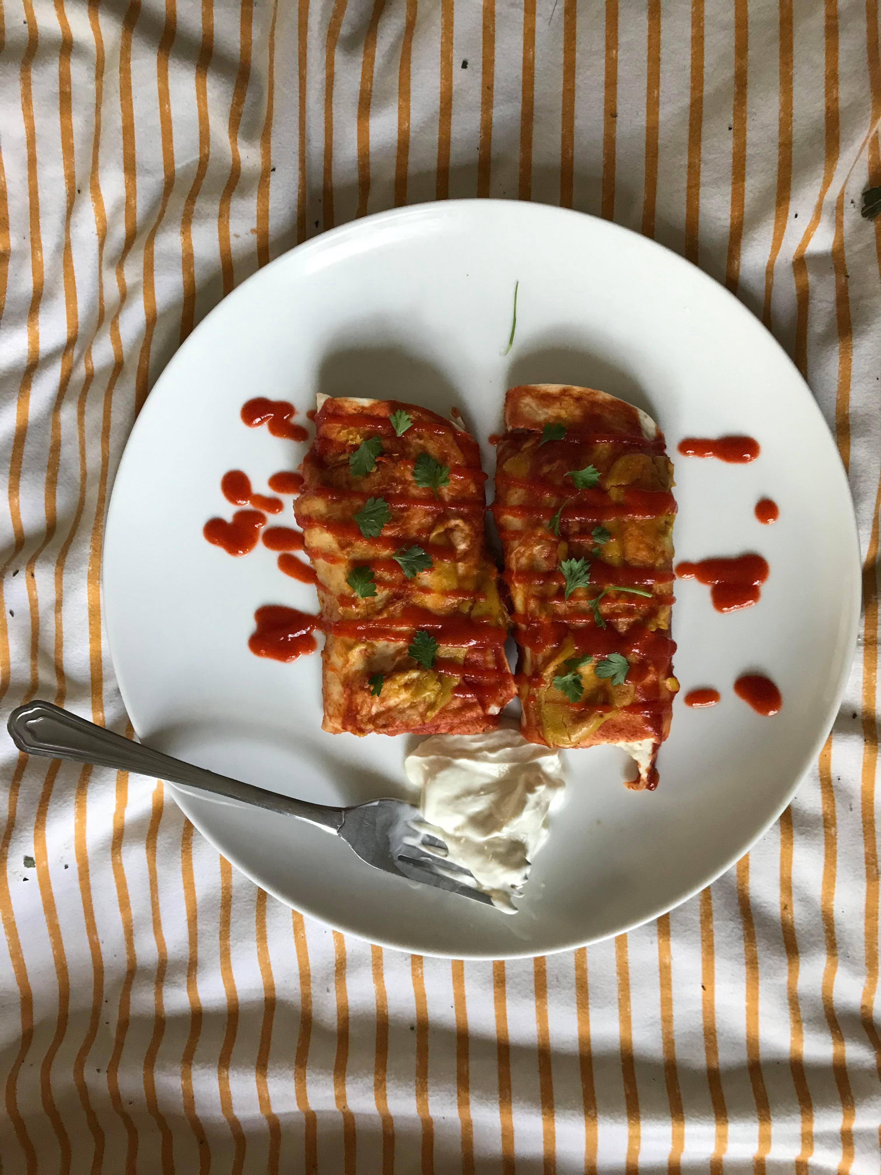 enchiladas with impossible meat and homemade cashew cheese! Dining