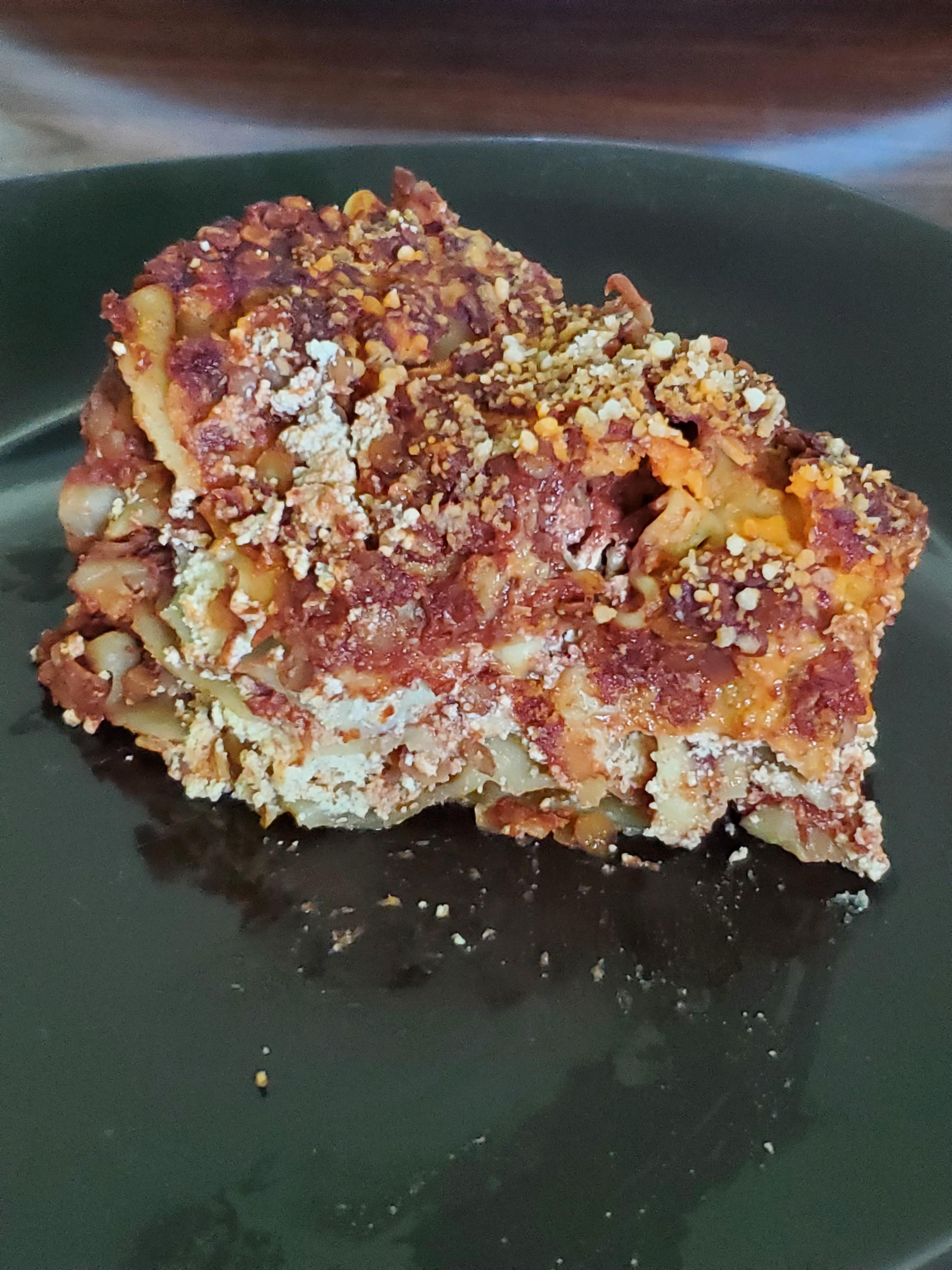 Red lentil ragu for this three cheese lasagna! Dining and Cooking