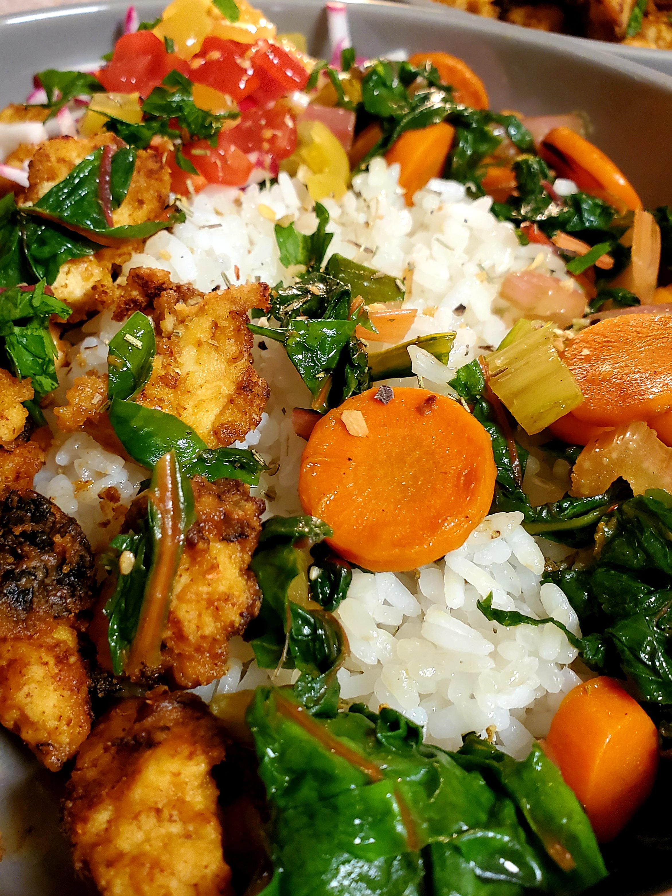 Dinner's Ready! Tonight Panfried tofu with Rice & Veggies...it's all