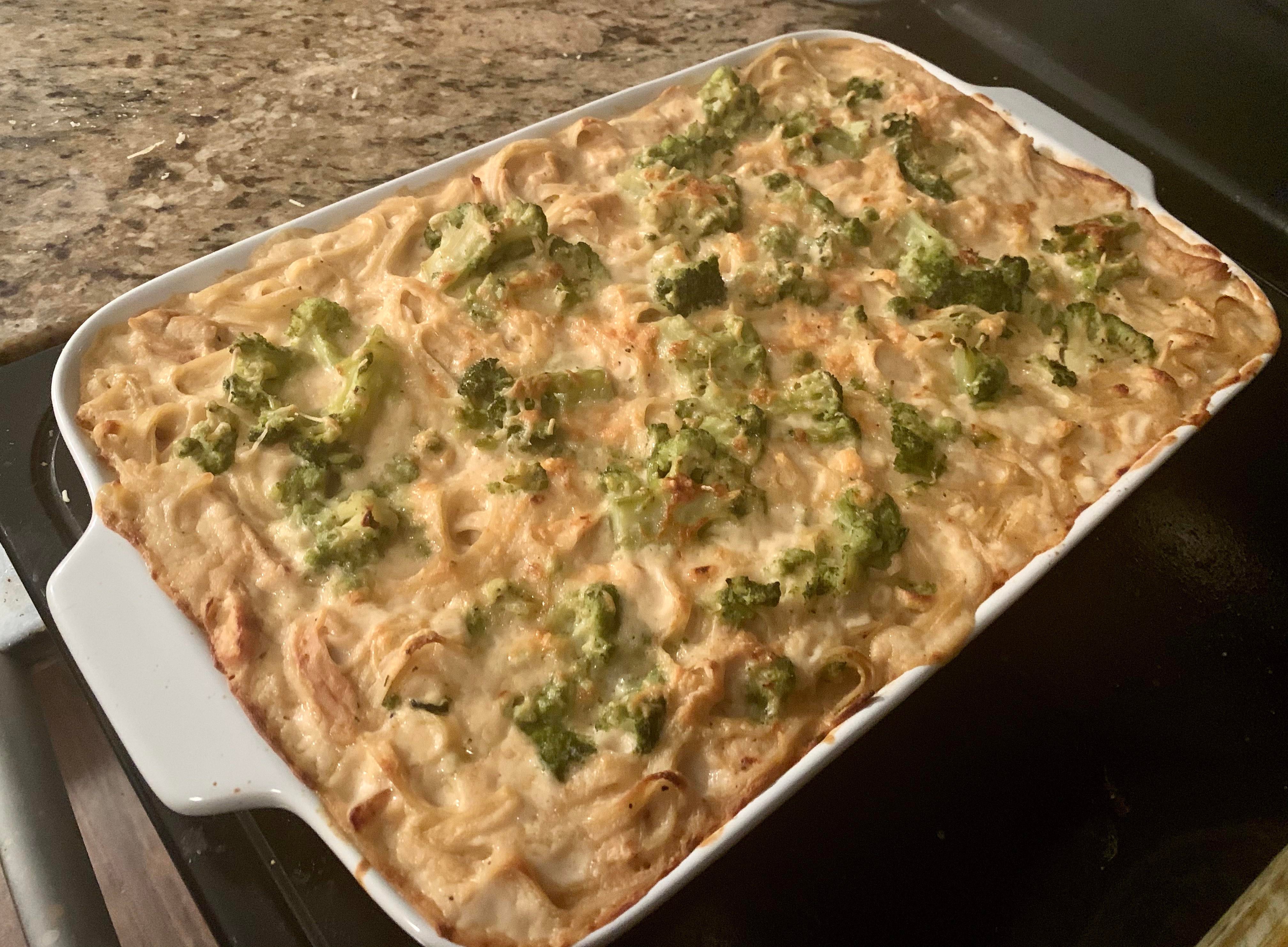 I made some panfried chicken alfredo topped with freshly grated