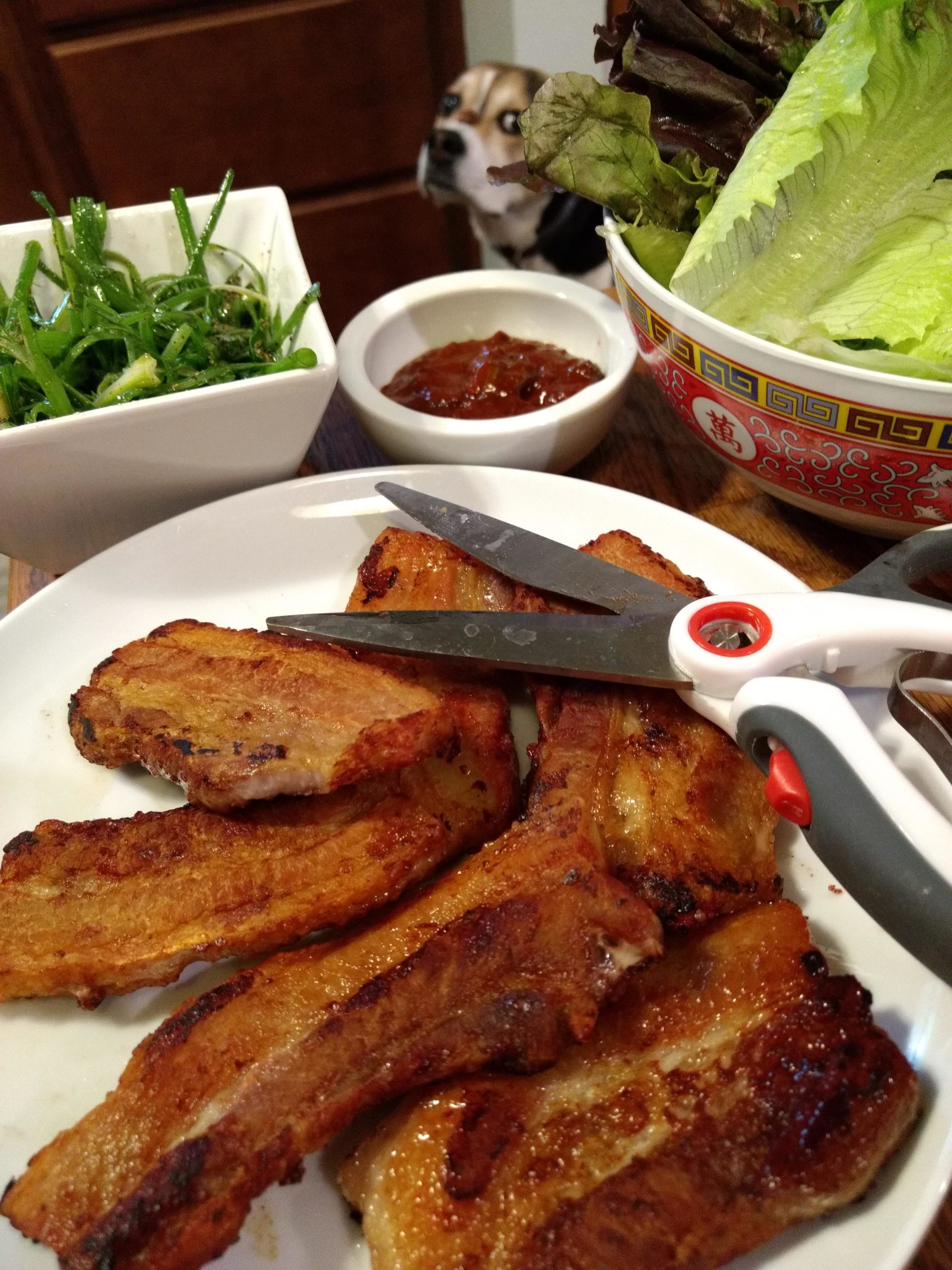 Pork belly lettuce wraps Dining and Cooking