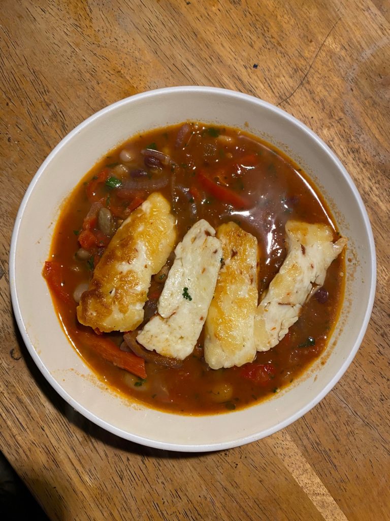 Bean and Halloumi stew