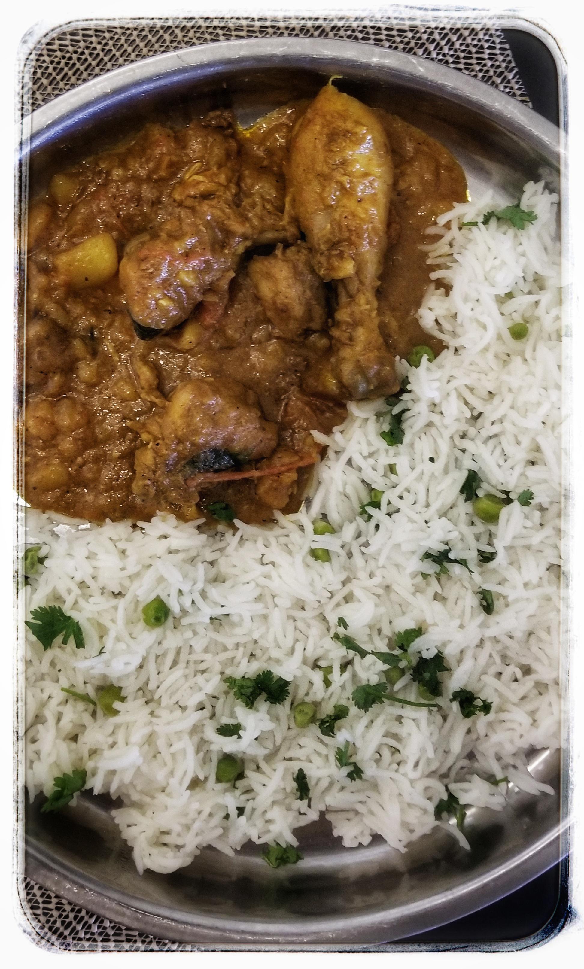 Peas pulao(simply made with rice, peas and spices in rice cooker) and