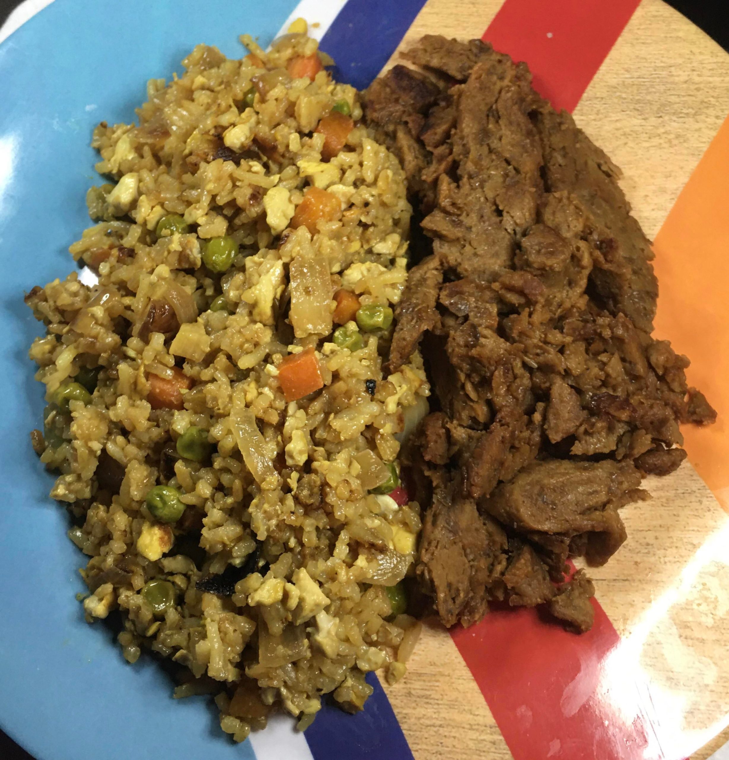 fried rice & teriyaki steak strips Dining and Cooking
