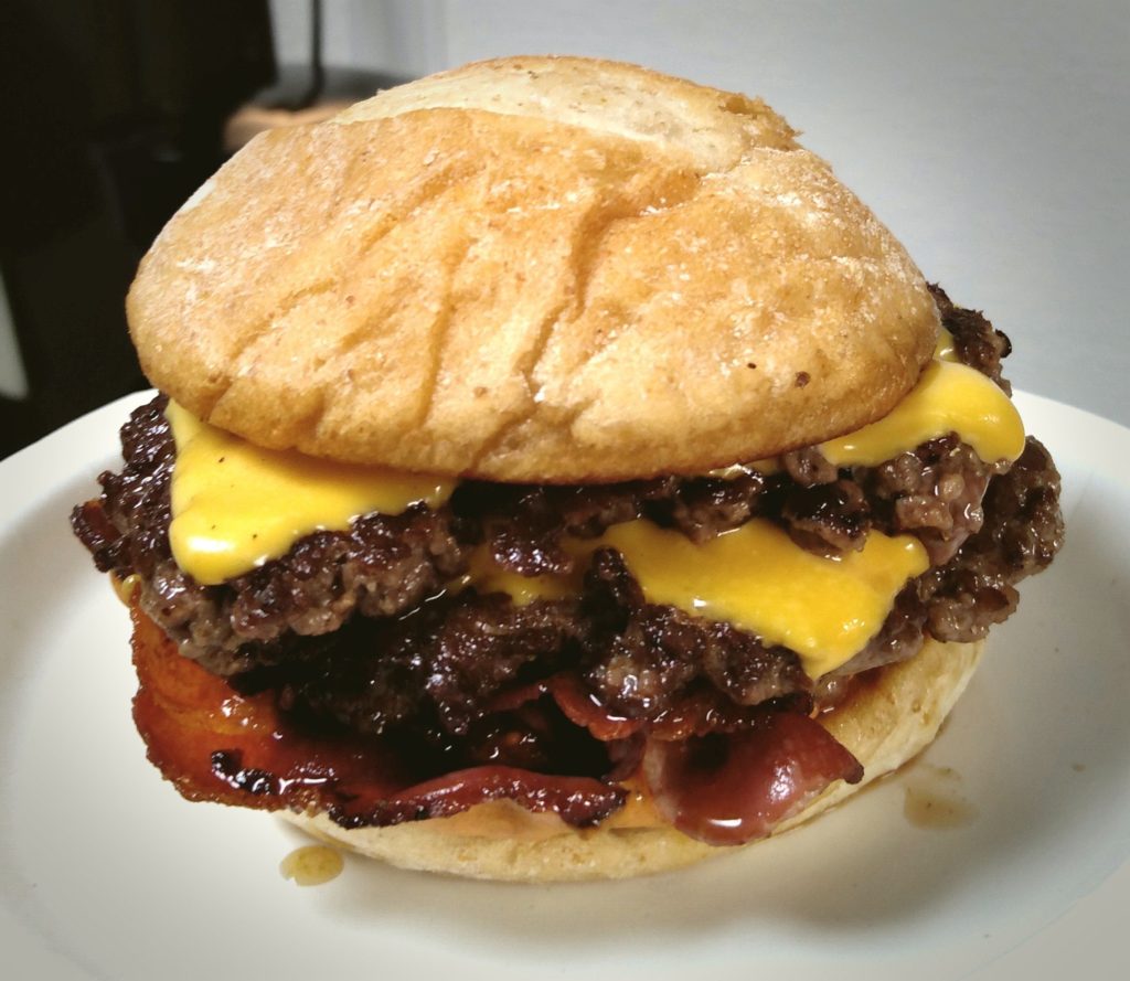 Today I made a double smash bacon cheeseburger with chipotle mayo.