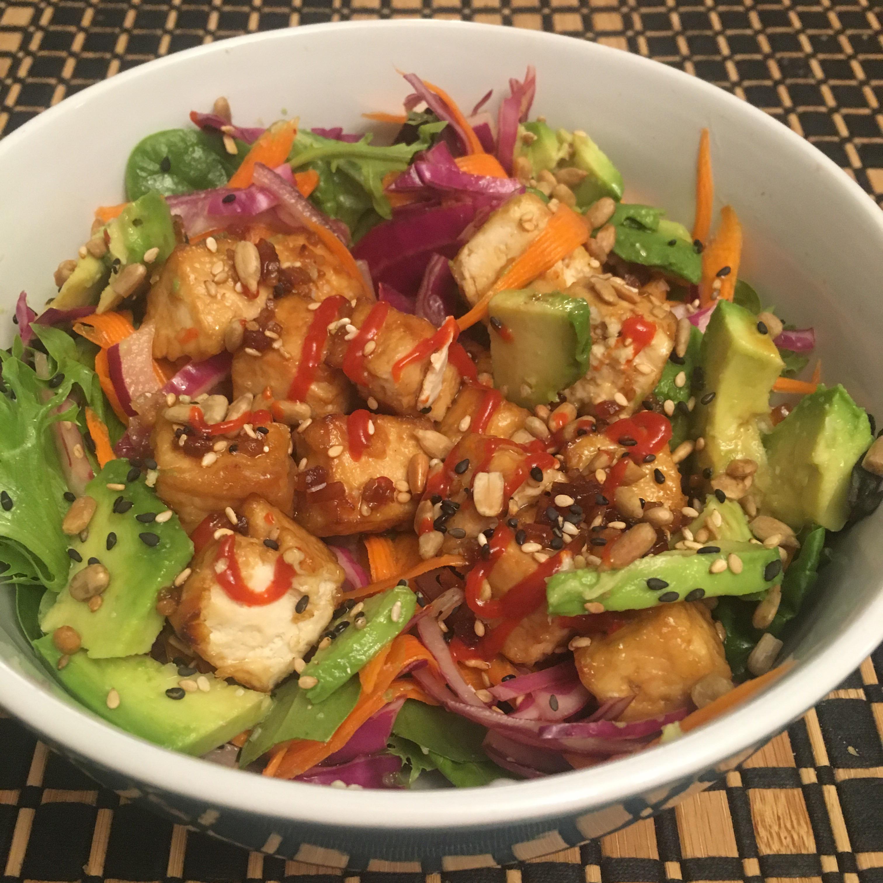 Healthy teriyaki crispy tofu mixed salad last night... have to offset