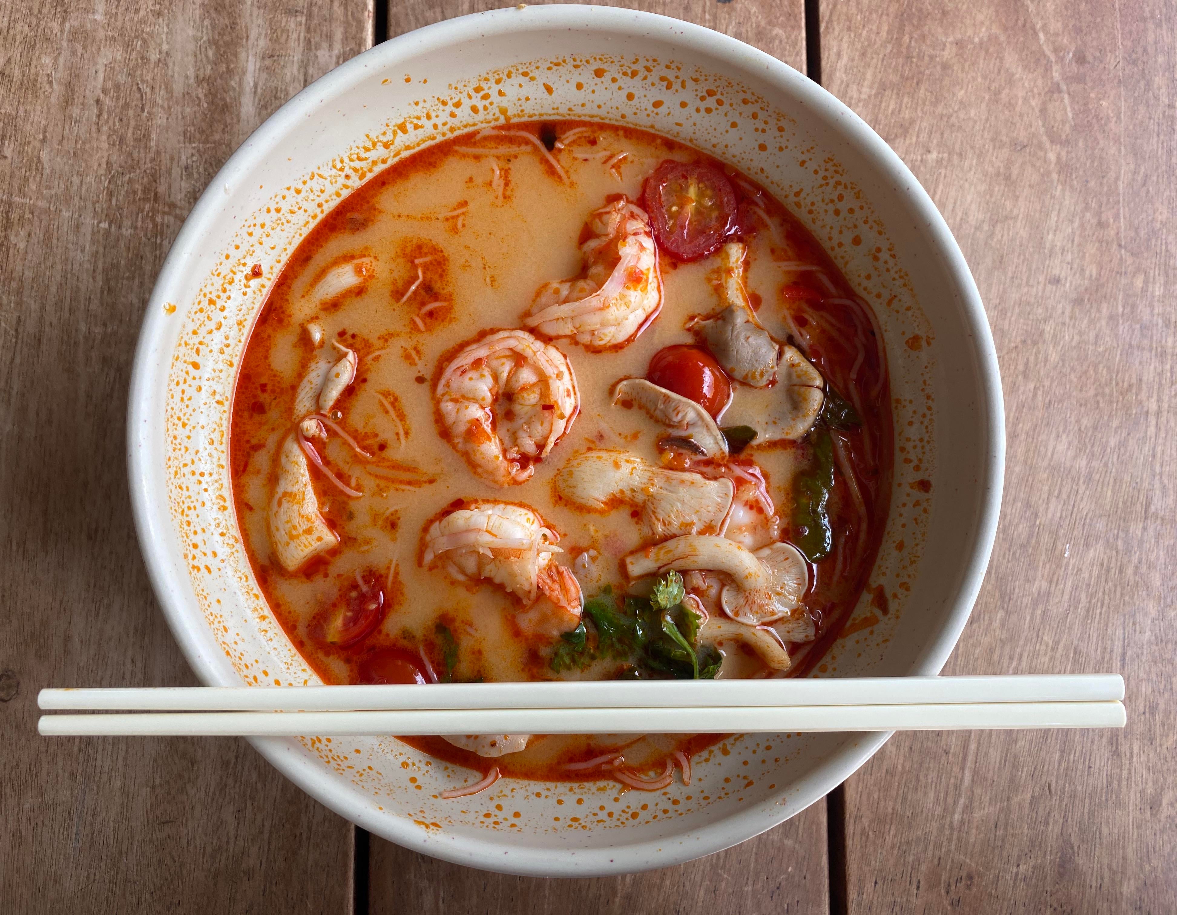 Tom Yum rice noodles with shrimps Dining and Cooking
