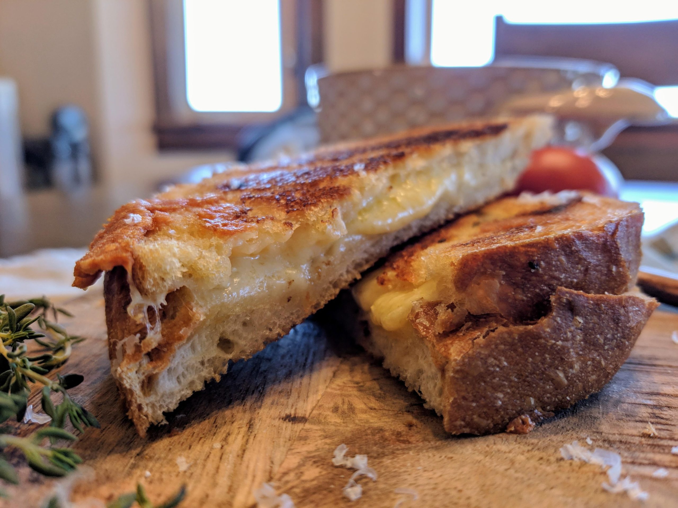 Roasted Garlic Sourdough + Irish Cheddar Grilled Cheese Dining and