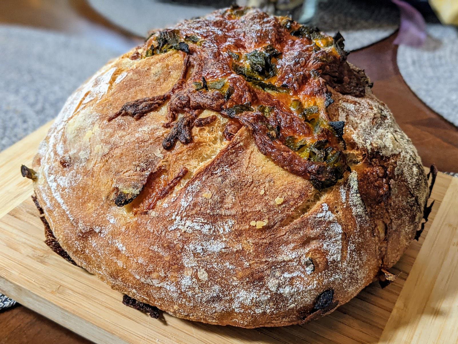 Smoked Gouda + Hatch Green Chile loaf Dining and Cooking