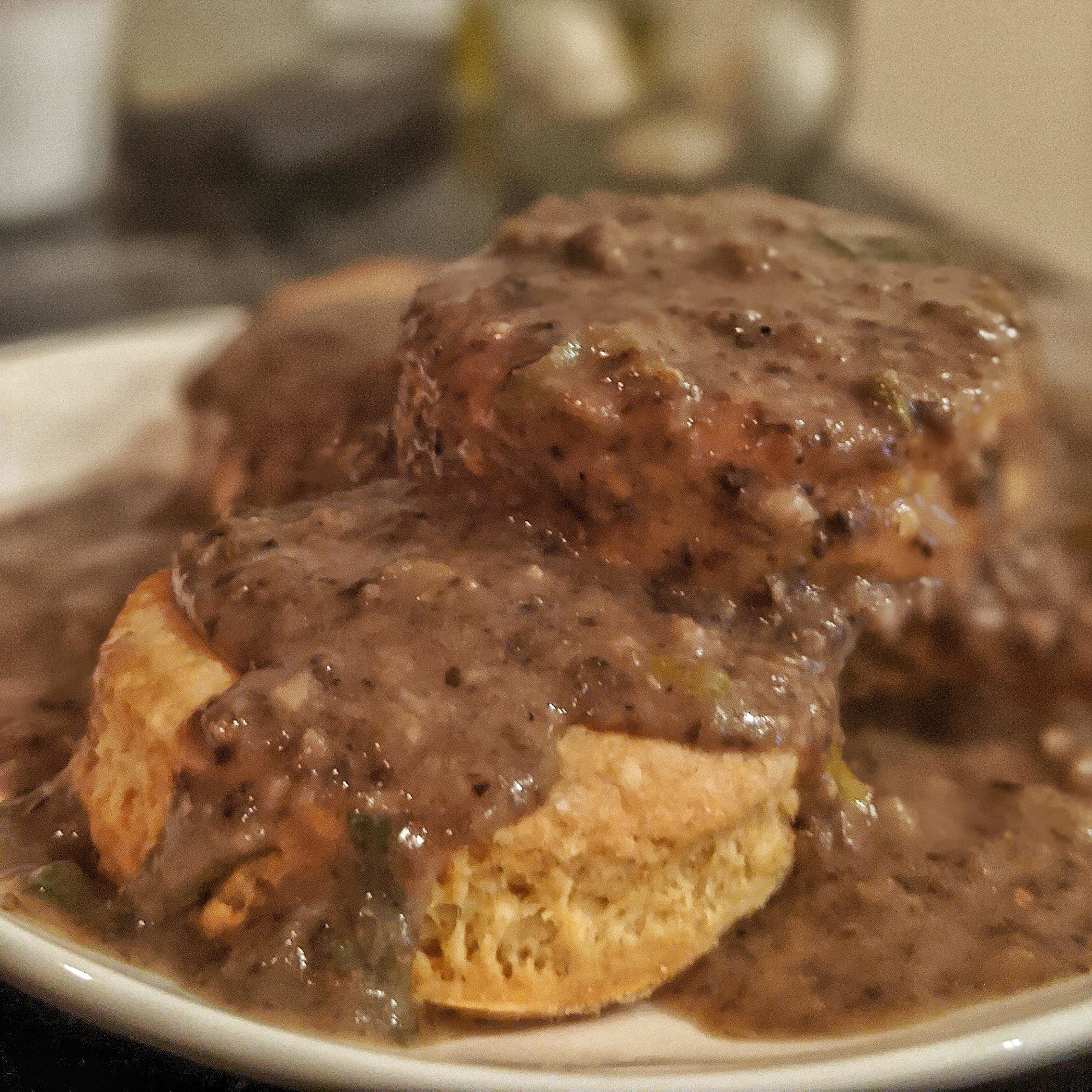 Scallion "Cheddar" Biscuits and Mushroom Gravy Dining and Cooking