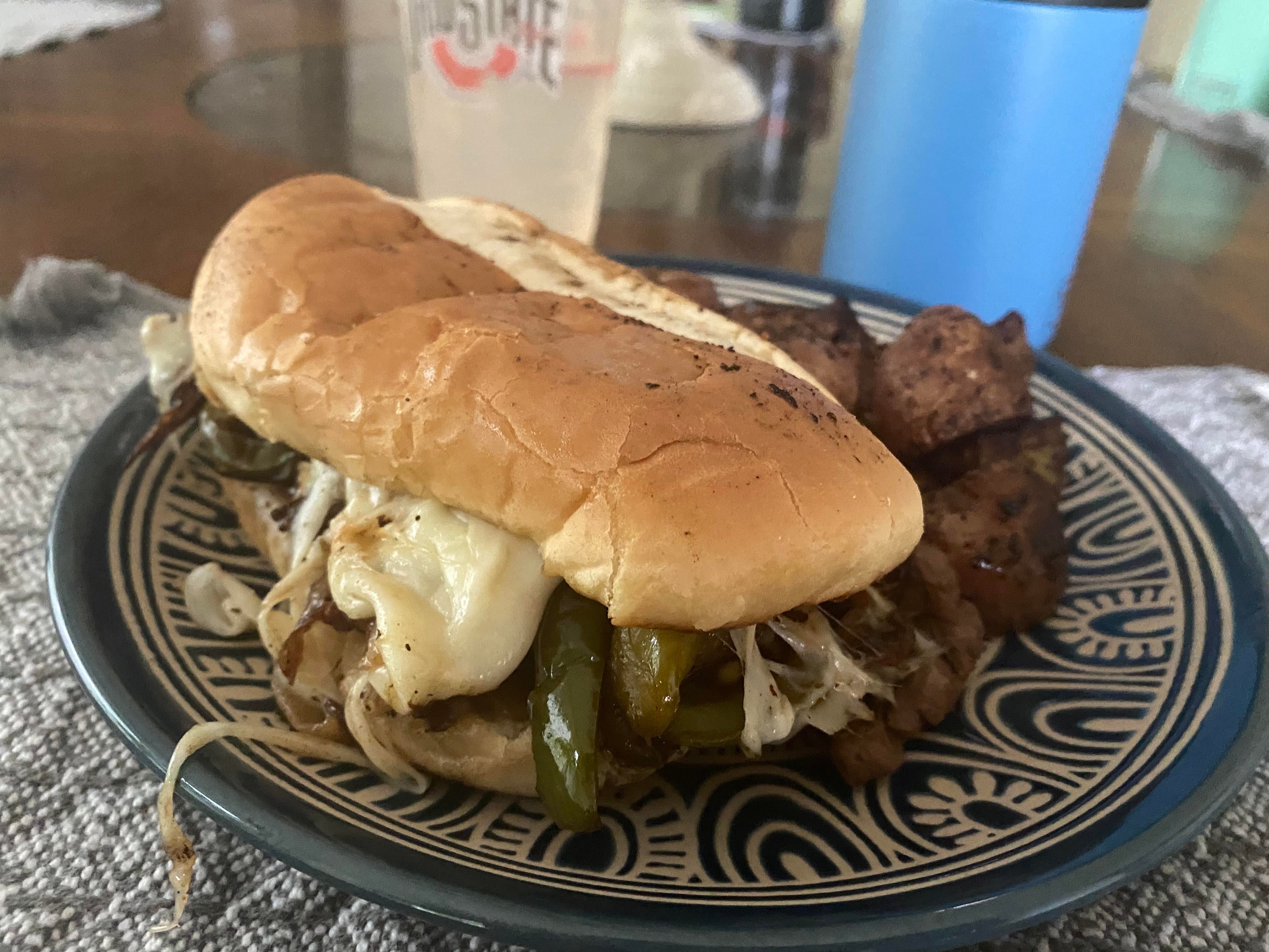 Philly Cheesesteak on the flat top. Dining and Cooking