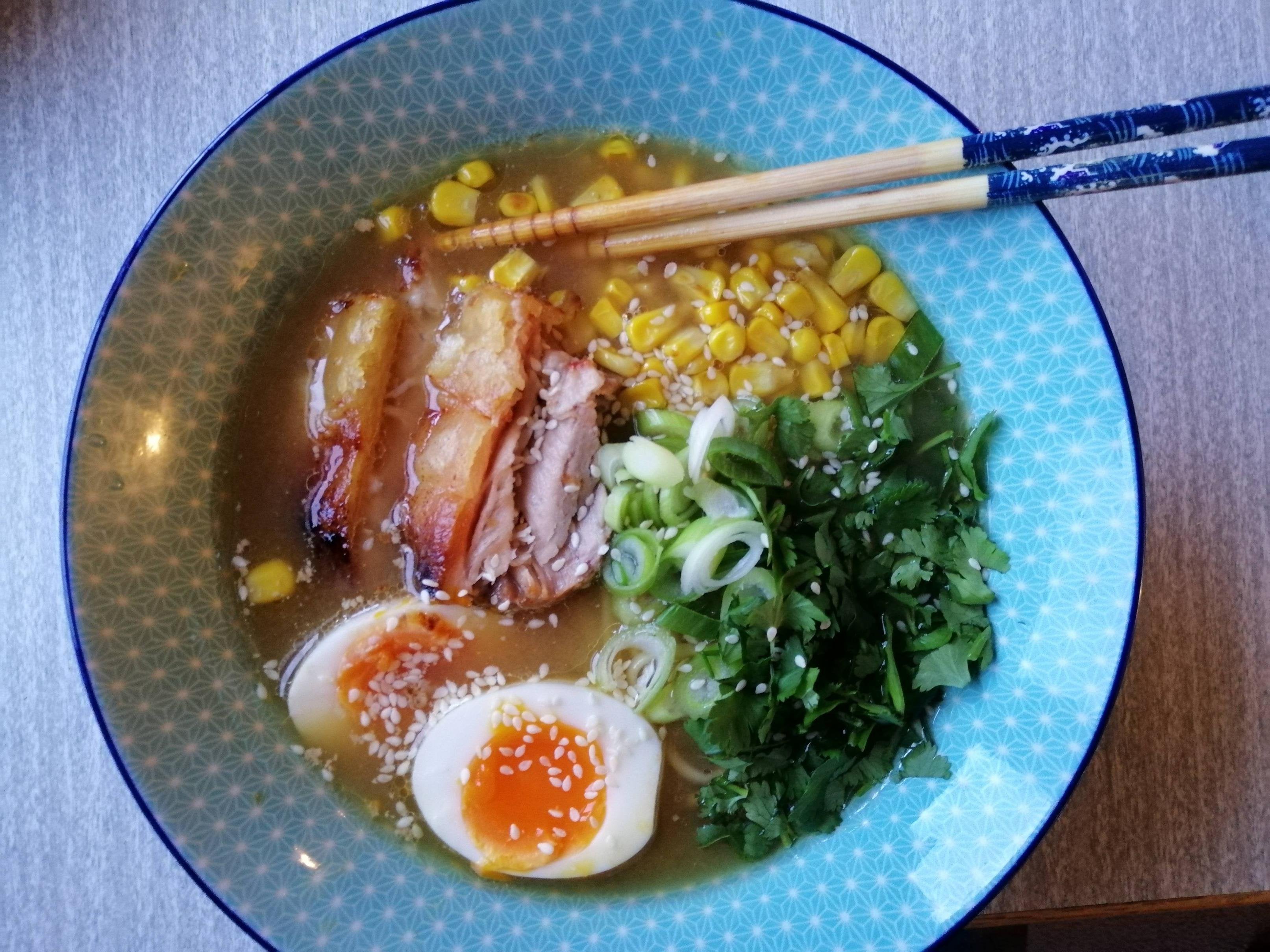 Miso chicken broth based soup, chashu pork, handmade noodles Dining and Cooking