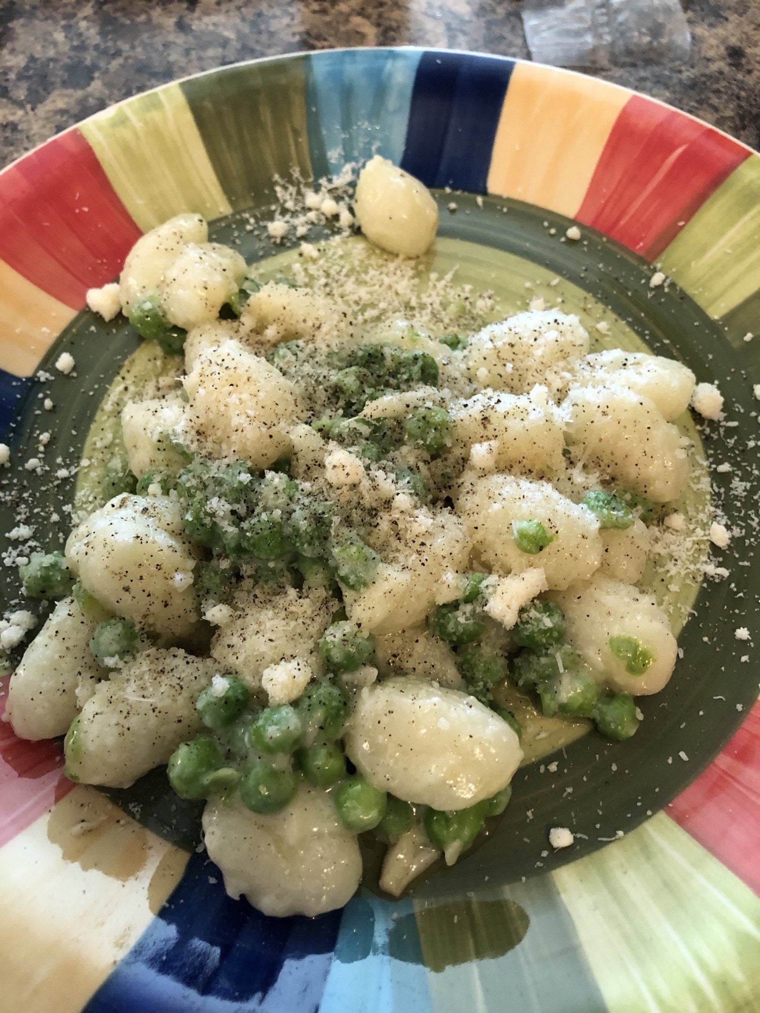 Gnocchi in a butter garlic sauce with peas Dining and Cooking