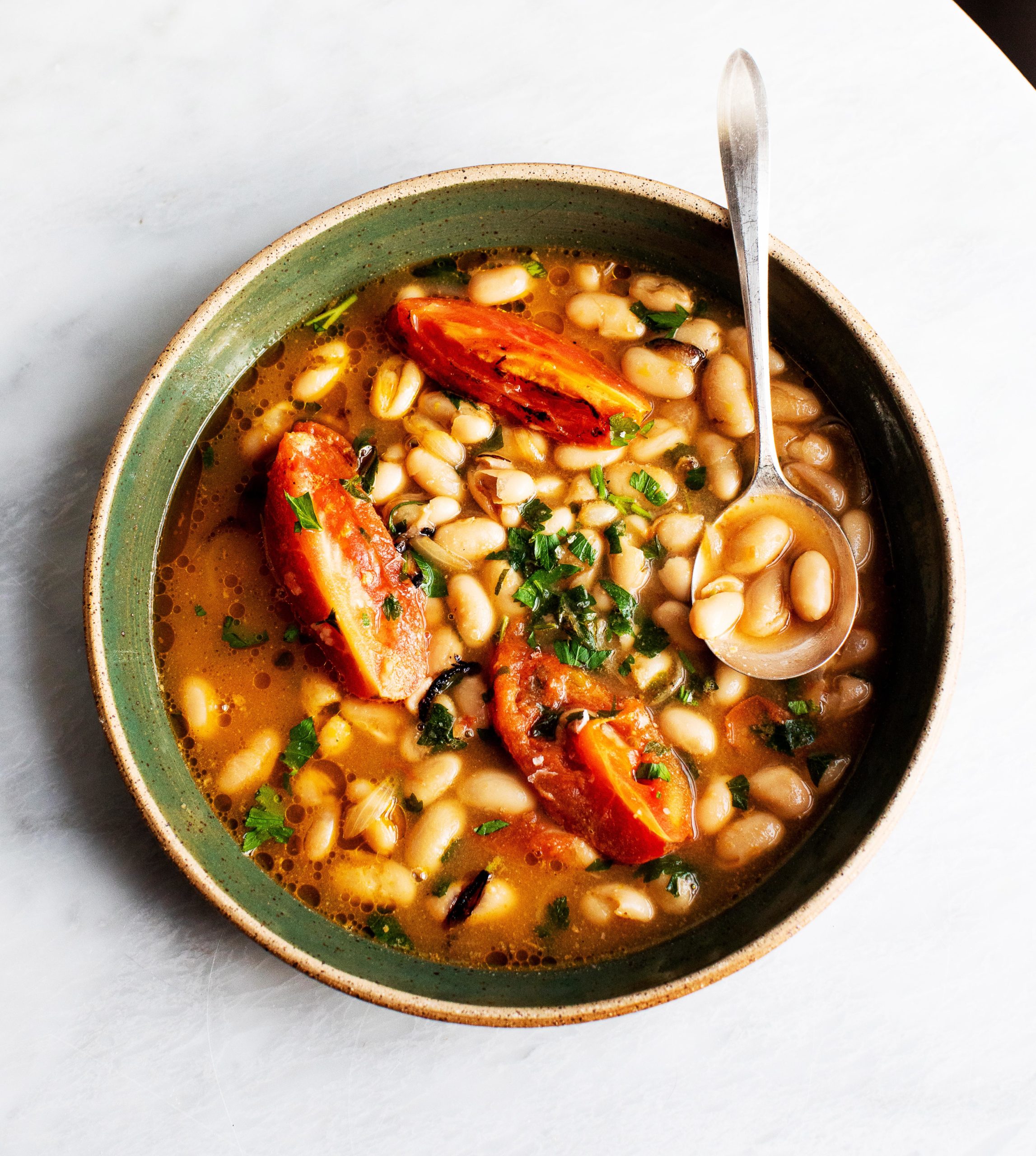 One of the best brothy beans I've made! White Miso Brothy Beans with