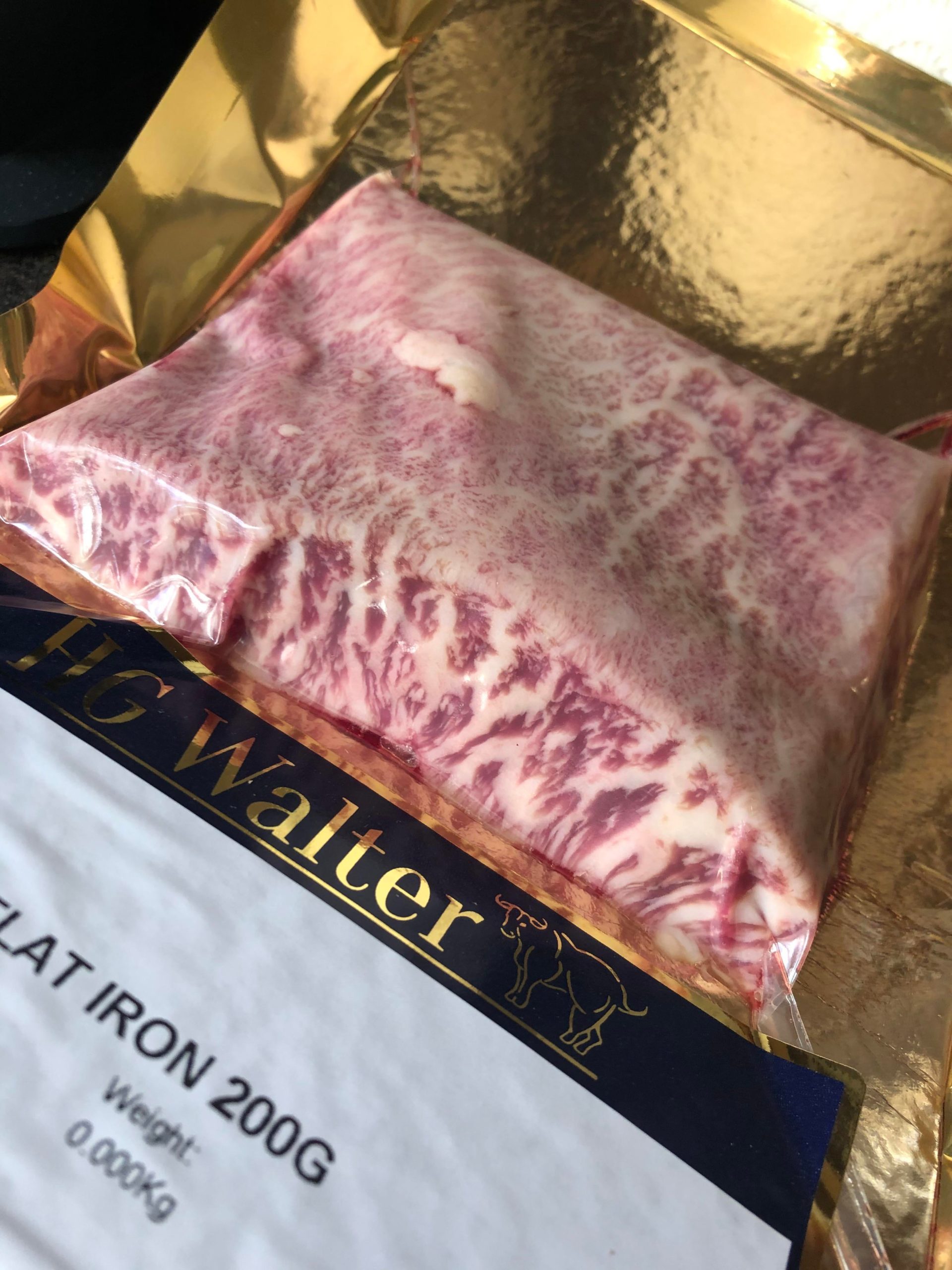 I picked up this UK Earl Stonham Wagyu “flat iron” steak. Just a simple