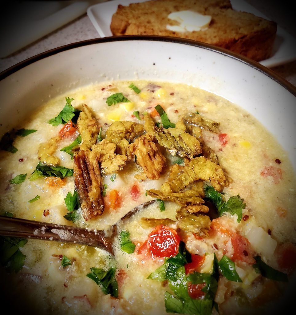 Dinner's Ready! Tonight...Corn Chowder w Sunflower Seed bread!