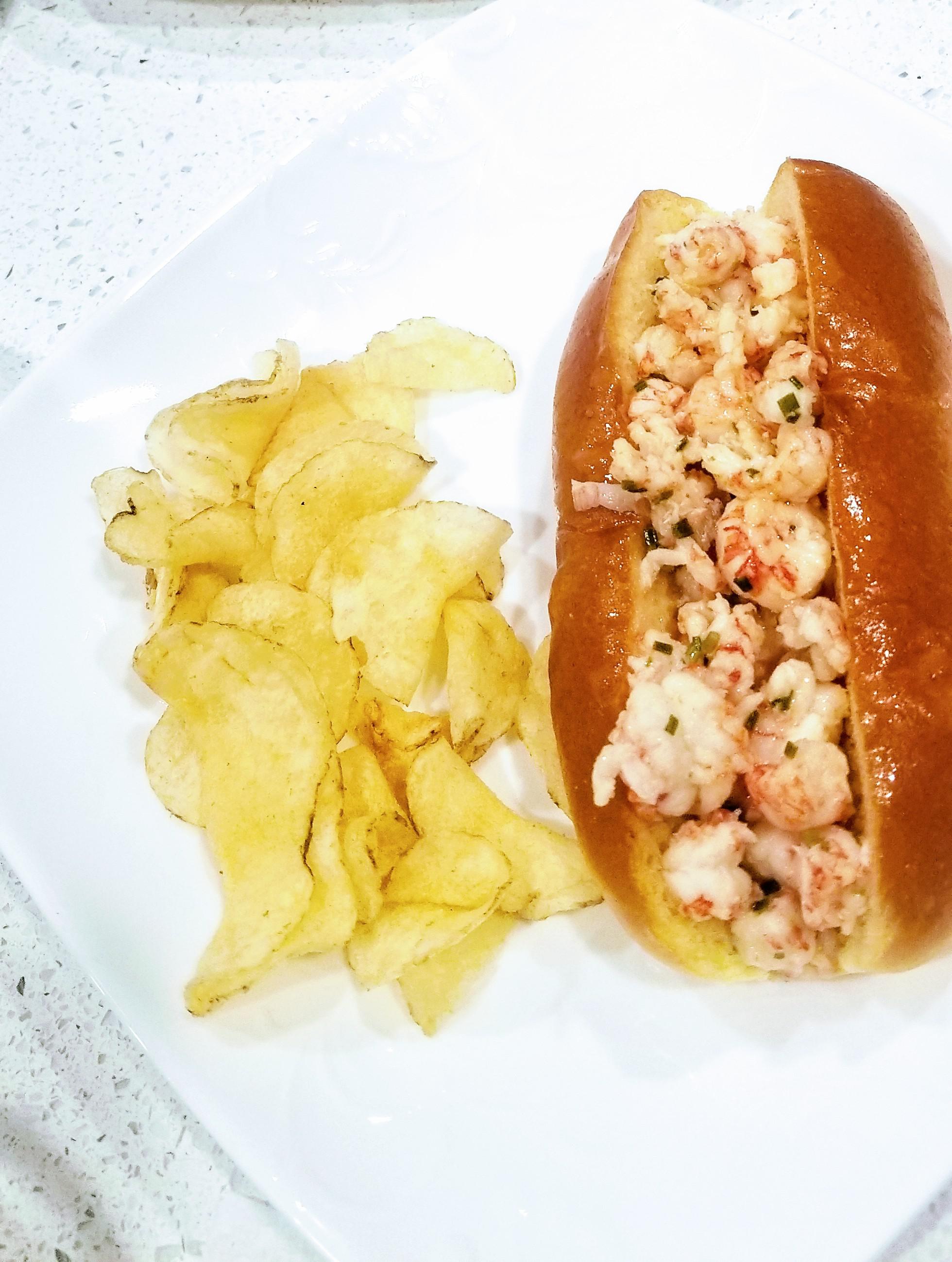 Made a delicious langostino lobster roll on toasted buttered brioche