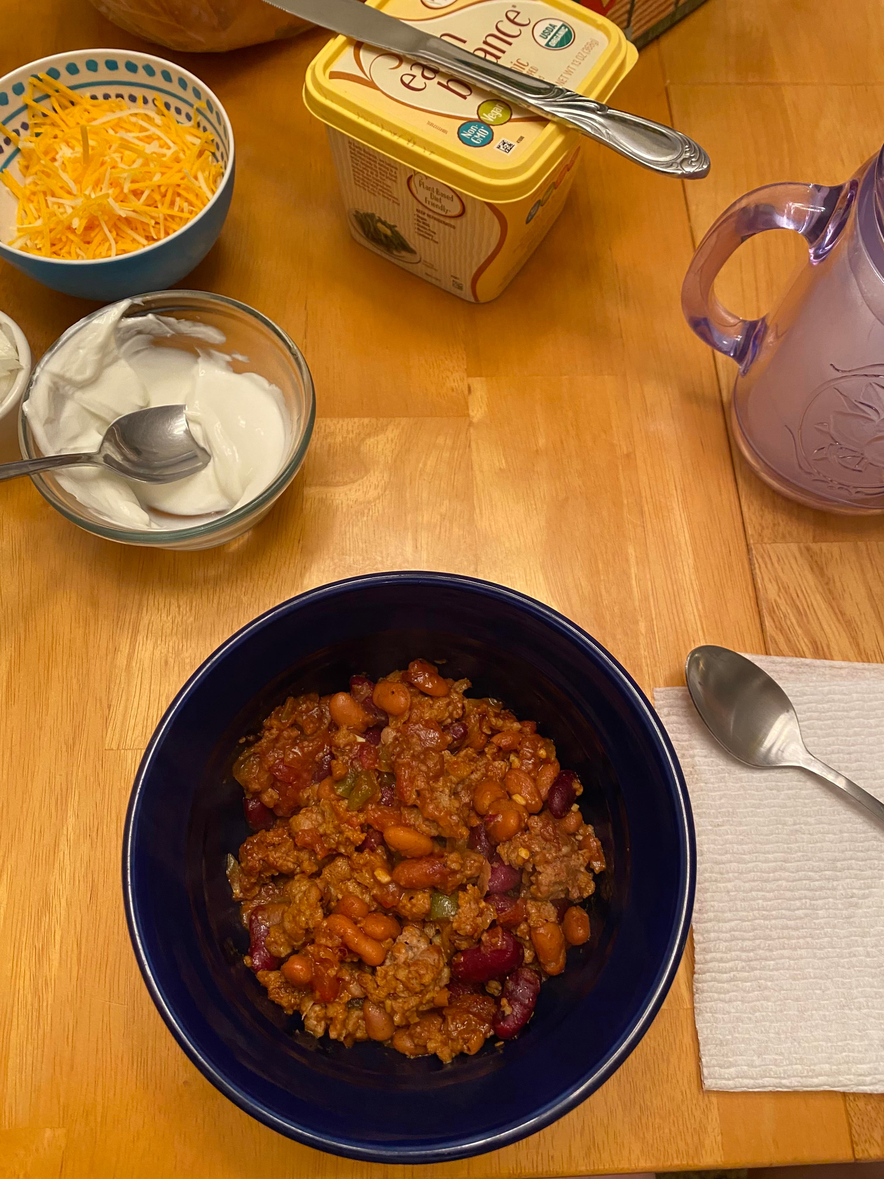 Impossible Chili with fixin’s ) Dining and Cooking