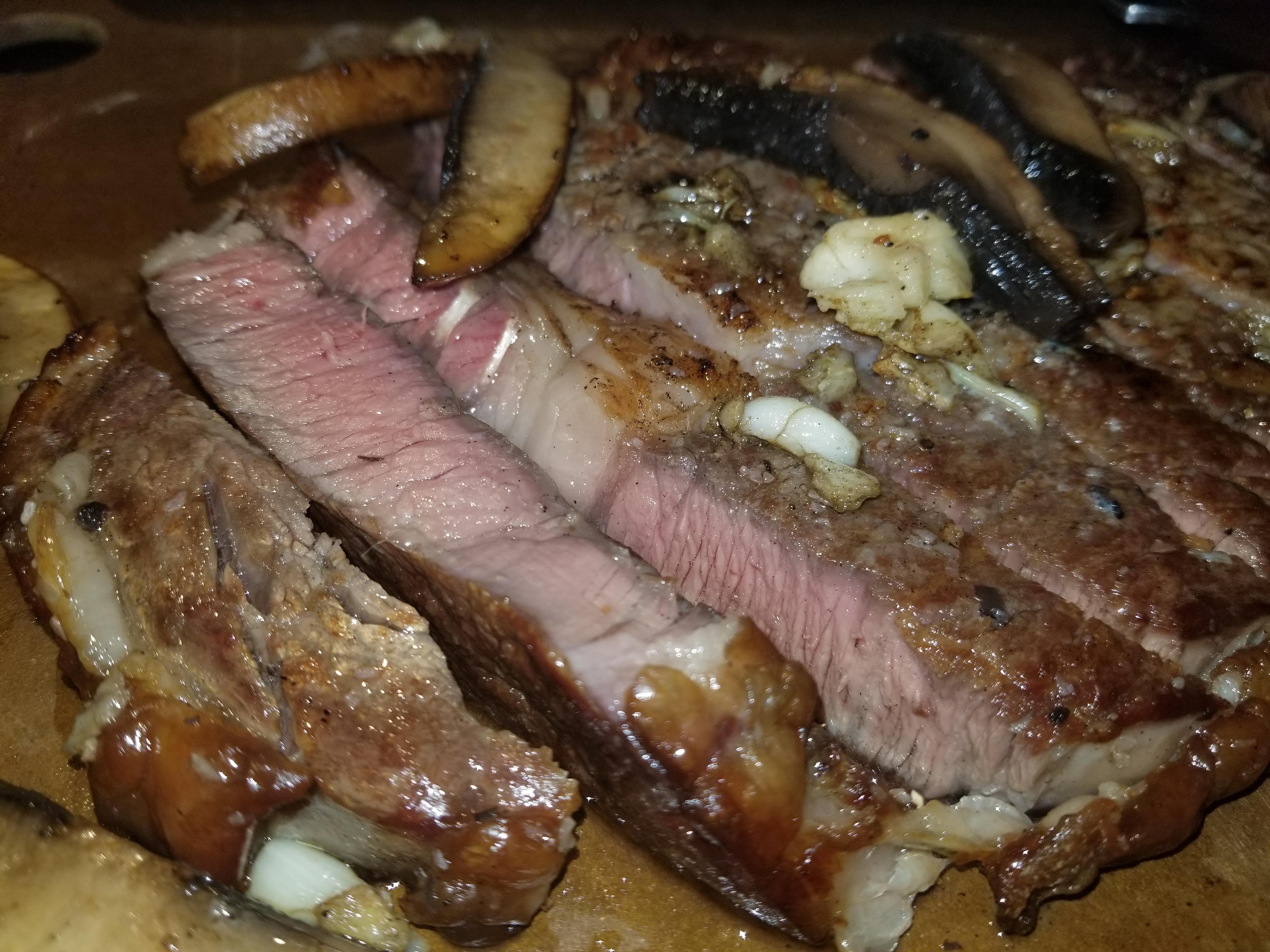 Salted a ribeye overnight, seared it in a cast iron pan, finished it in