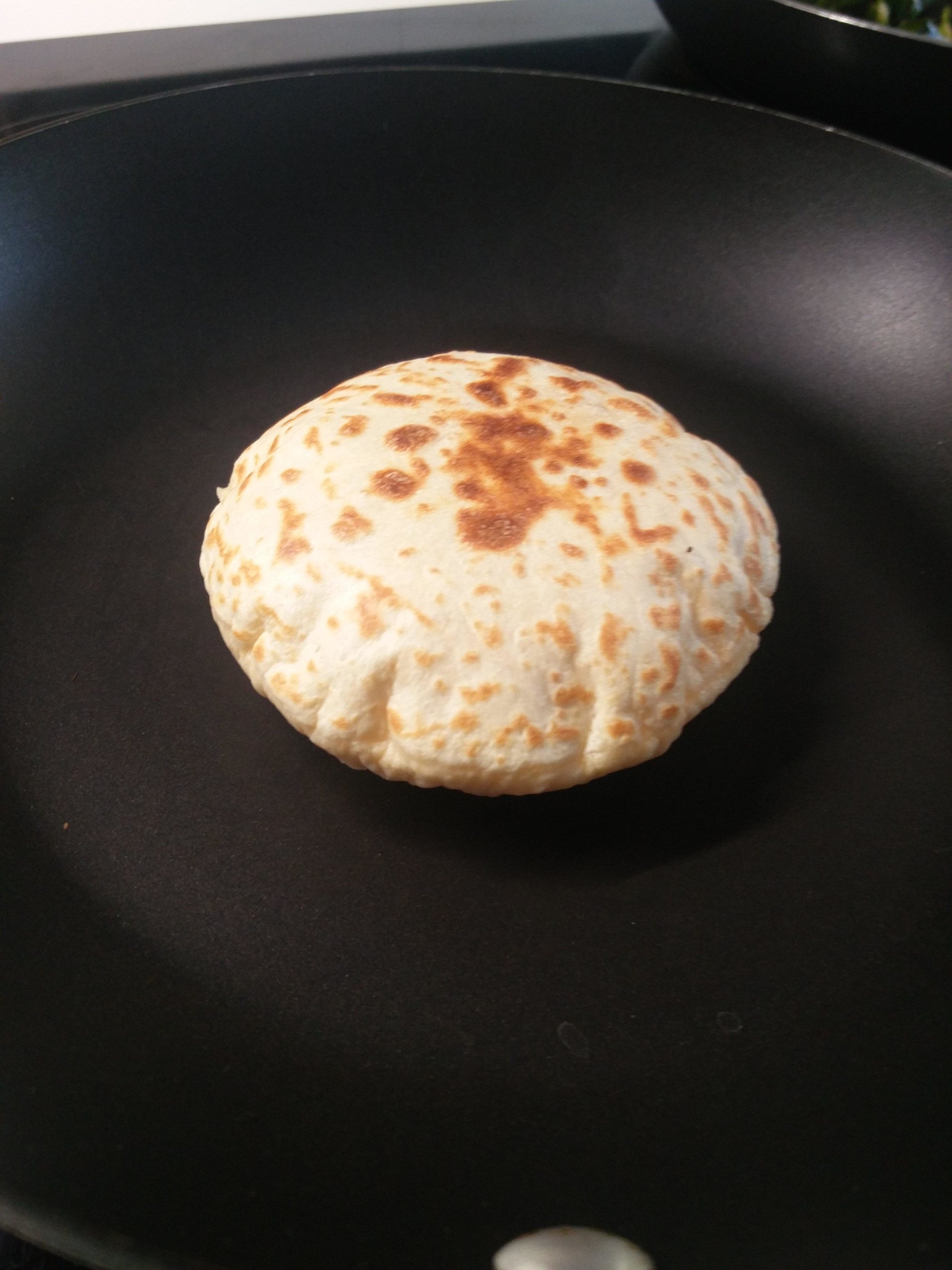 this perfectly round flatbread i made Dining and Cooking
