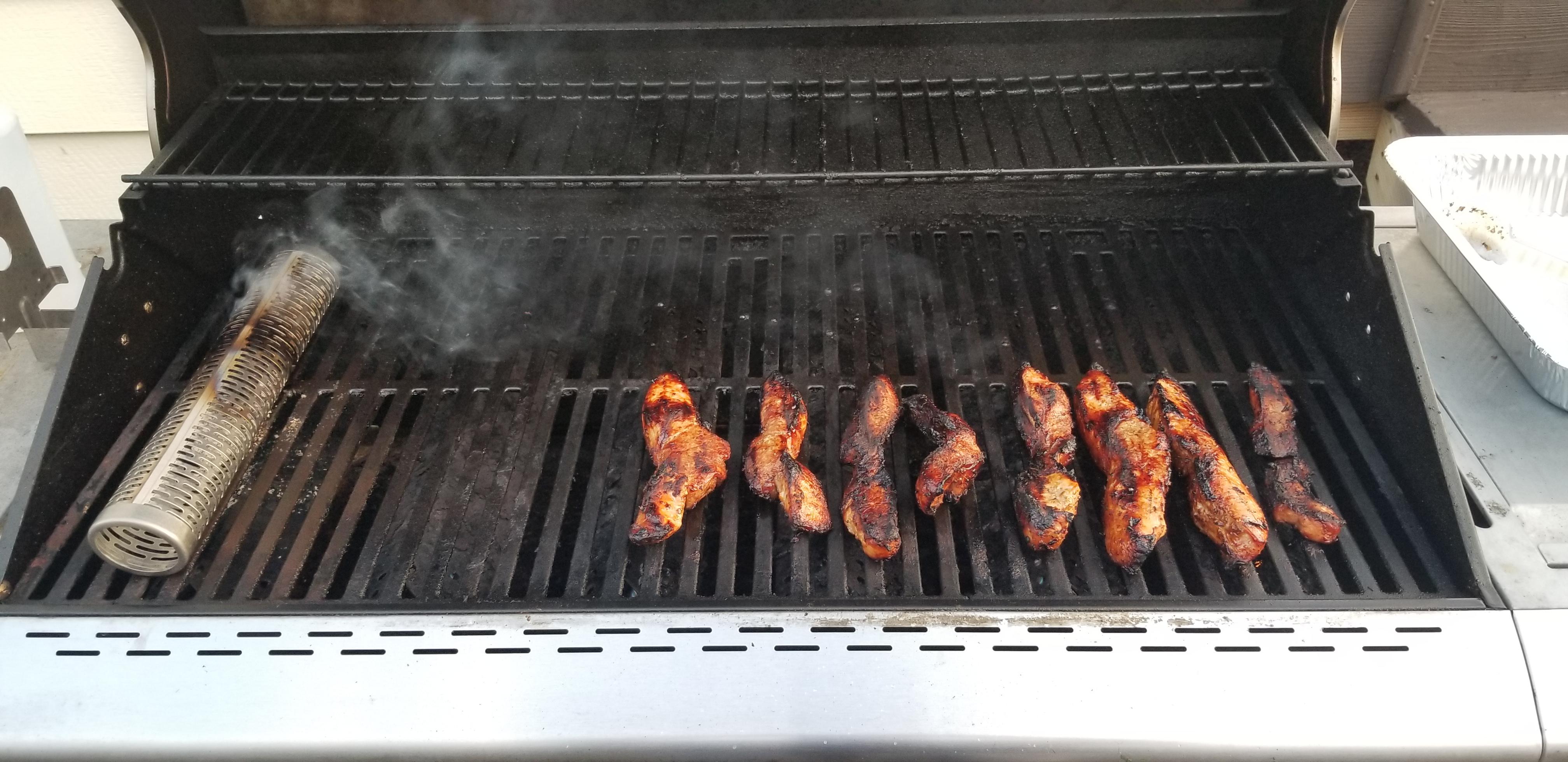 Tried country style pork ribs with the pellet smoker tube. Actually