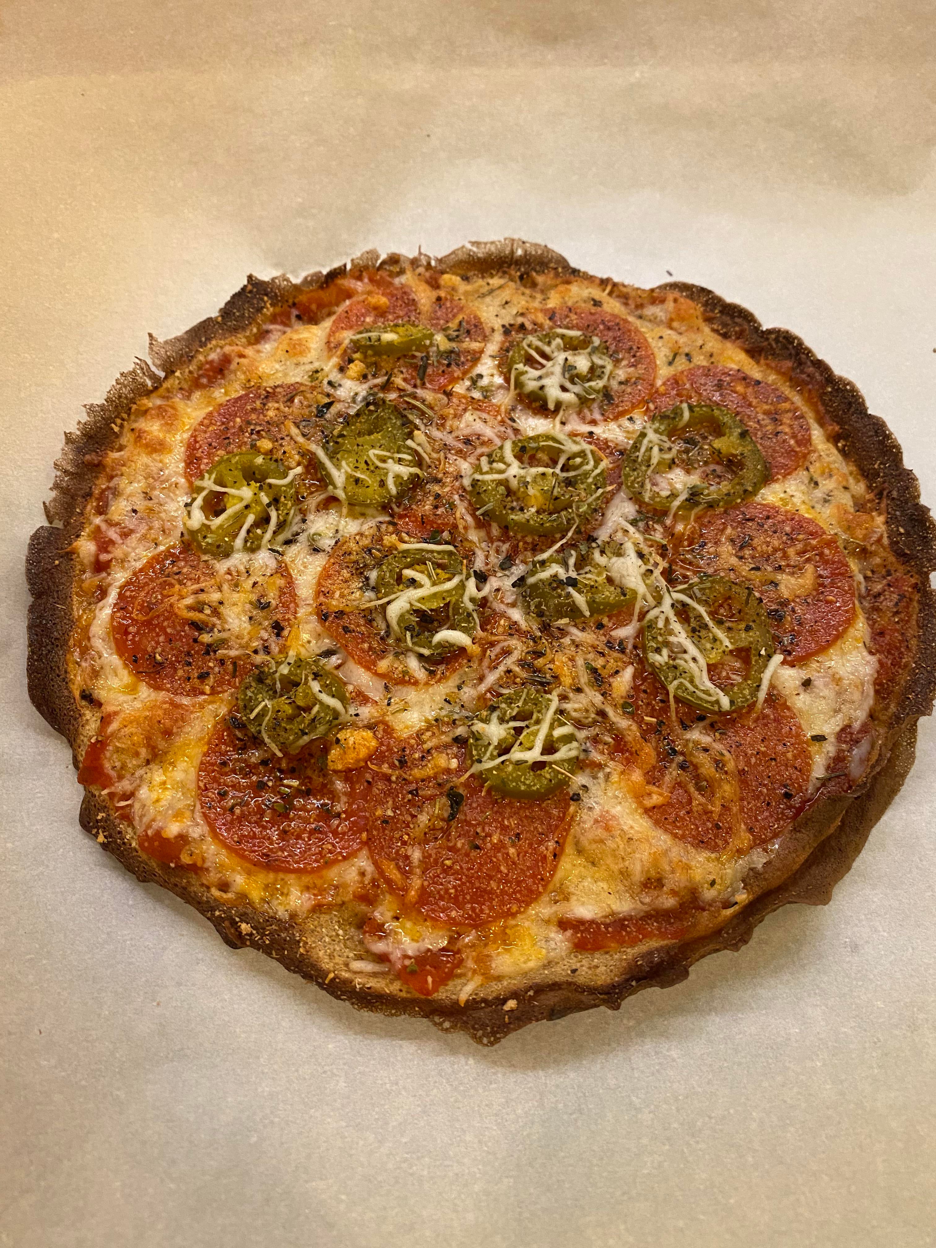Crepini pepperoni jalapeño pizza. Dining and Cooking
