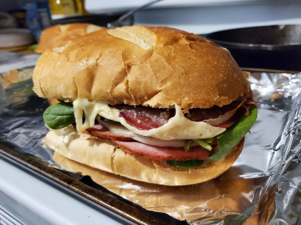 Italian Sub with Ham, Salami, Prosciutto, Pepperoni, Provolone, Pepperjack, Jalapenos, and Spinach