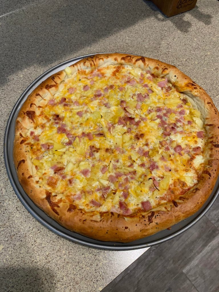She said she liked stuffed crust Hawaiian pizza. . .