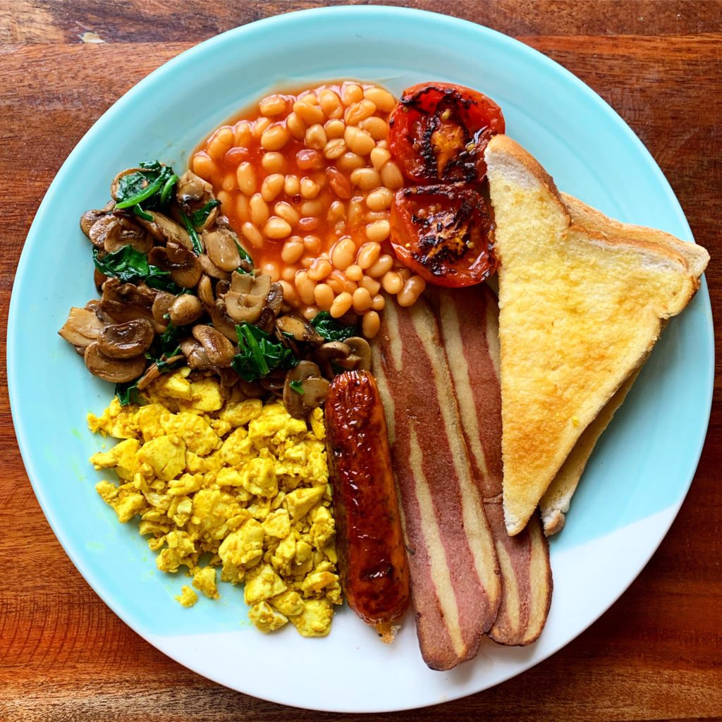 No better way to start the day than with a veganized full English breakfast