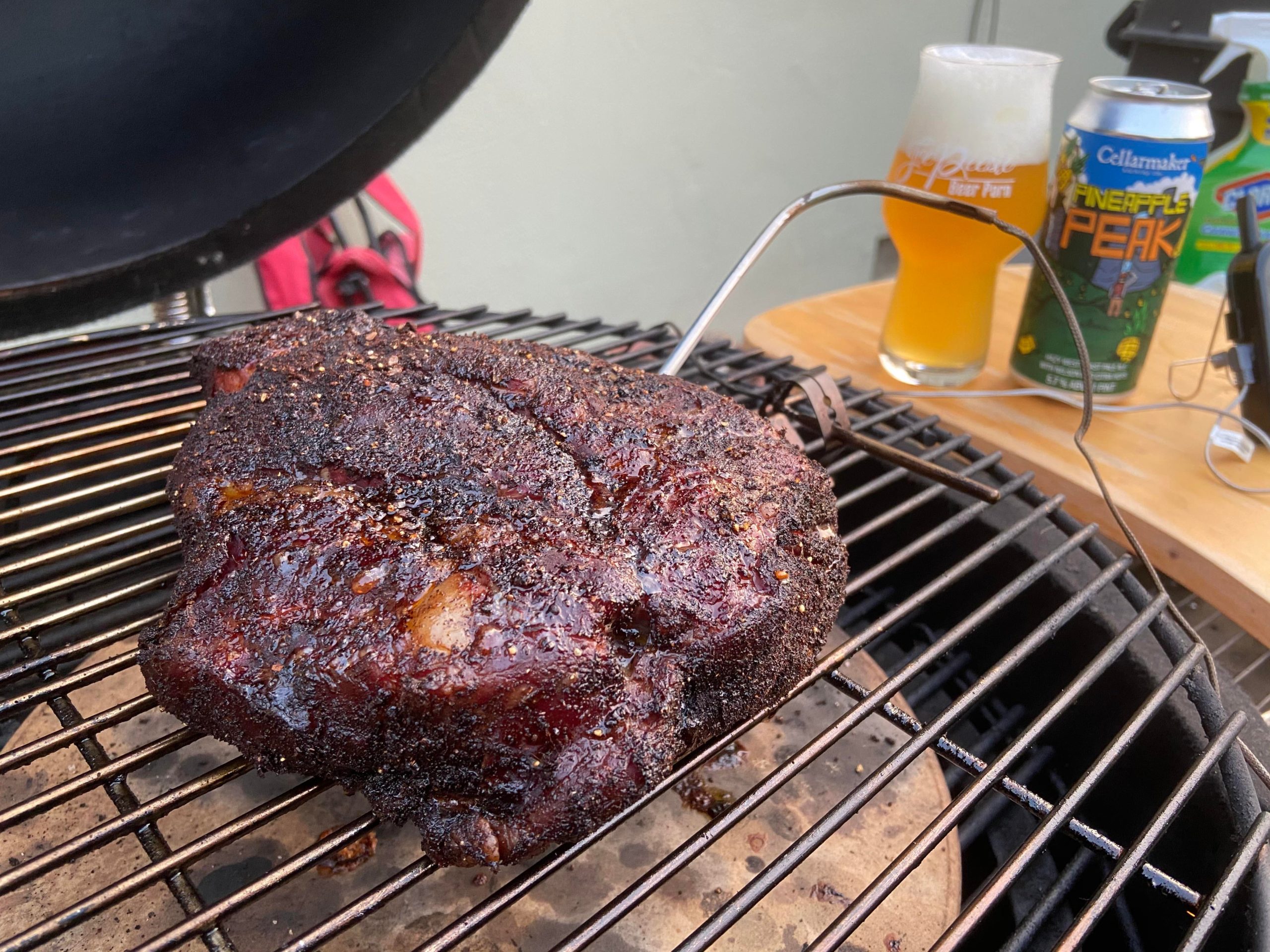 Chuck roast, 24 hours at 135, finished with dry rub and 3 hours on the