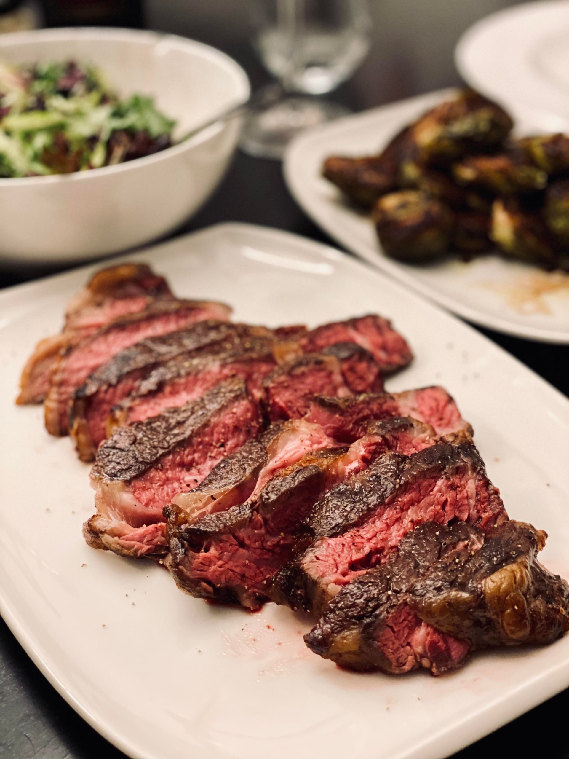 60 day dryaged prime rib, 129F for an hour and finished on cast iron