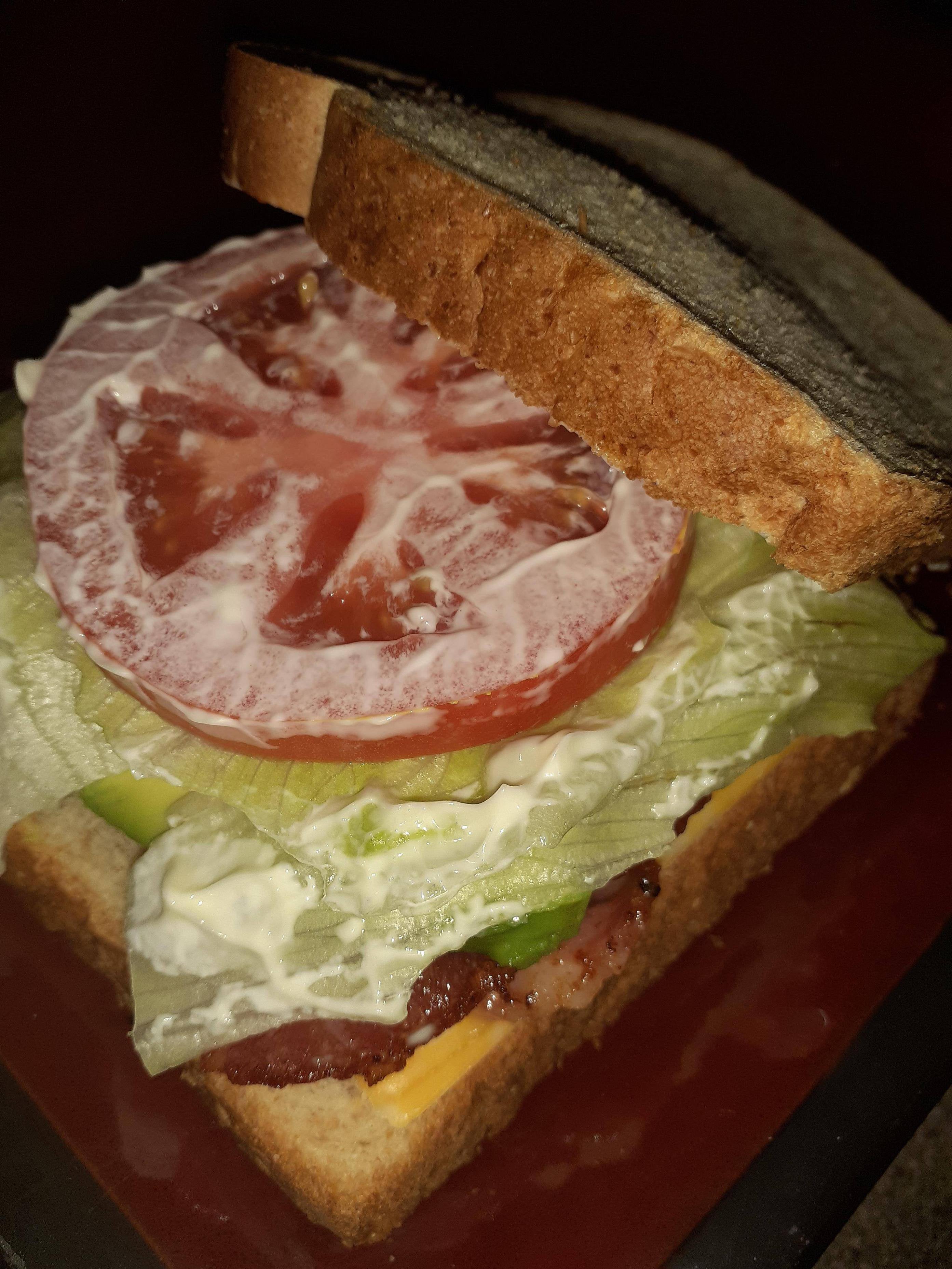 My first post, a bacon, lettuce, tomato, avacado, and cheese sandwich
