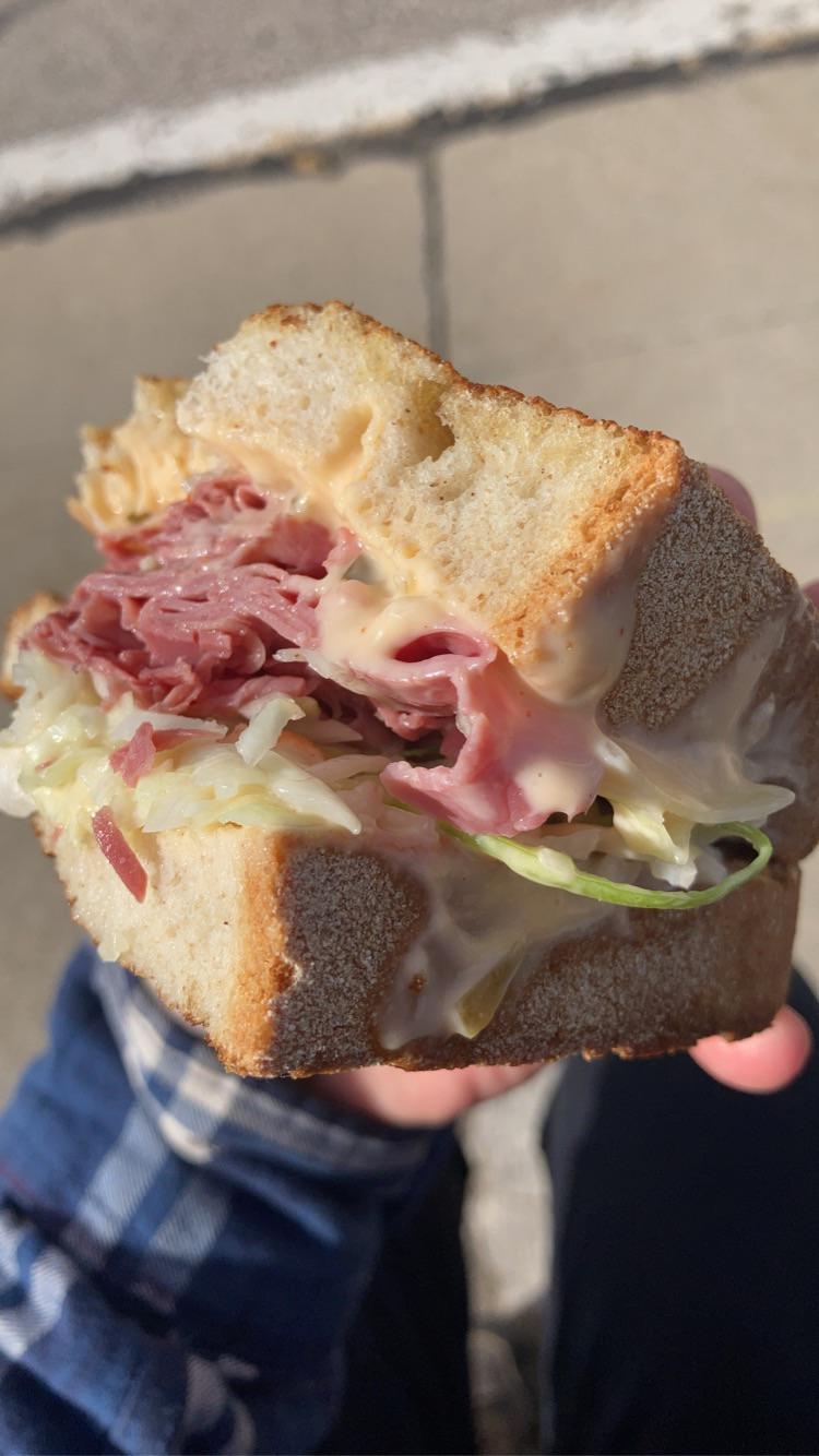 “Rachael” corned beef, coleslaw, & thousand island grilled on rye