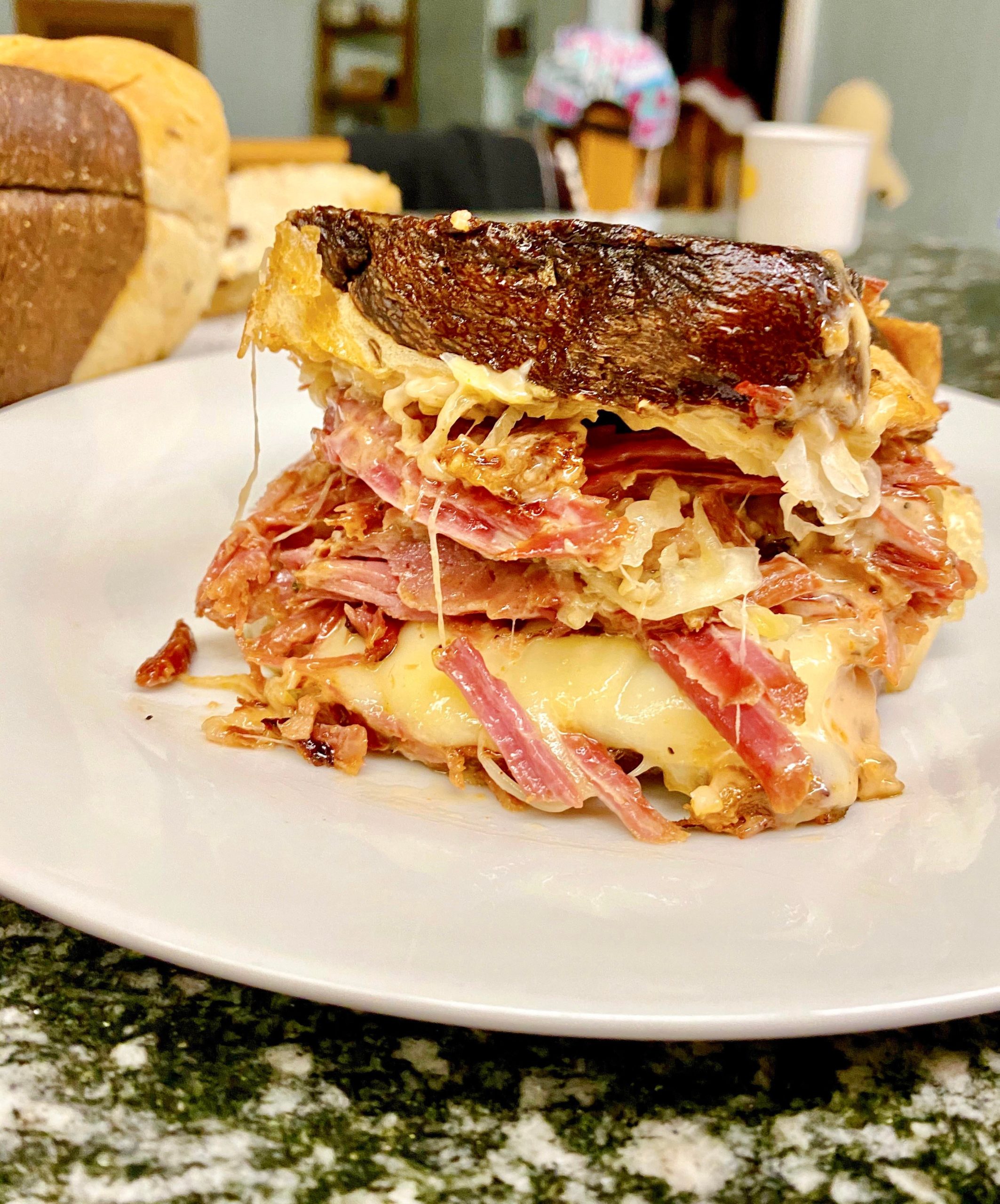 Reuben sandwich made with corned beef brisket Dining and Cooking