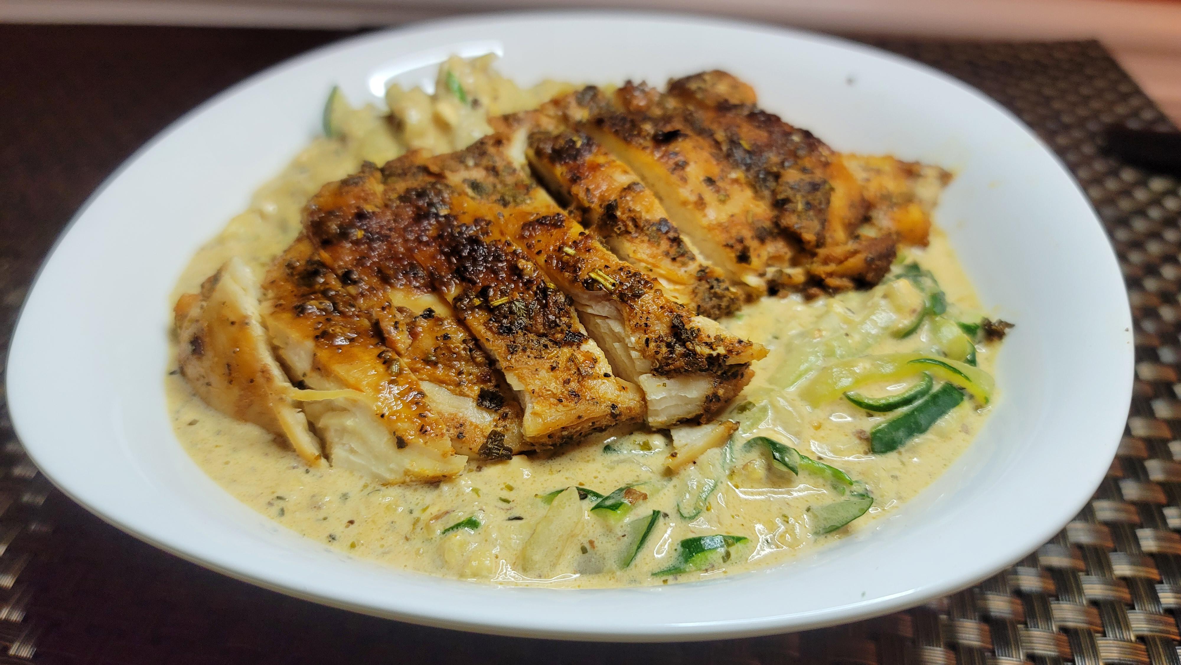 Cajun Chicken Alfredo with Zucchini Noodles Dining and Cooking