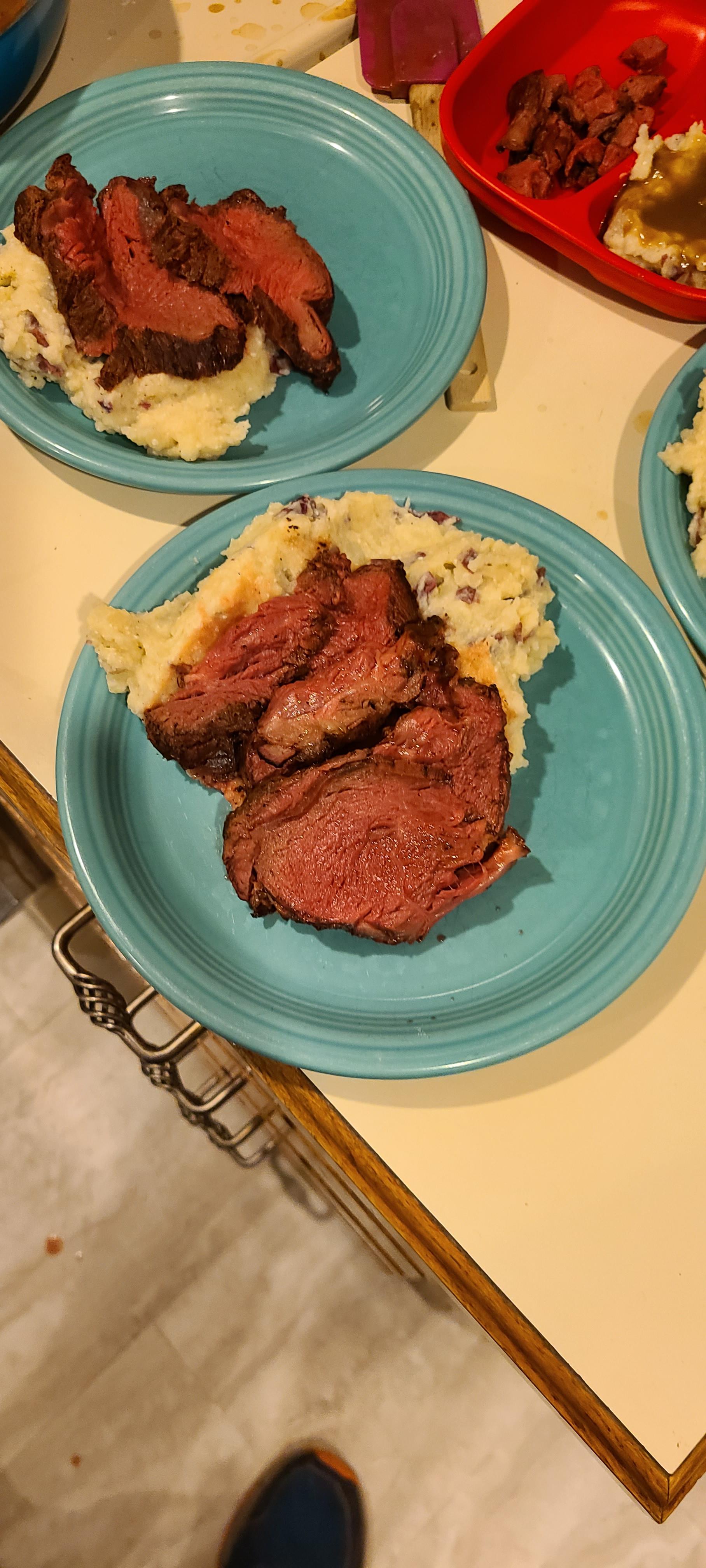 Grilled beef tenderloin on my er kettle with a small piece of