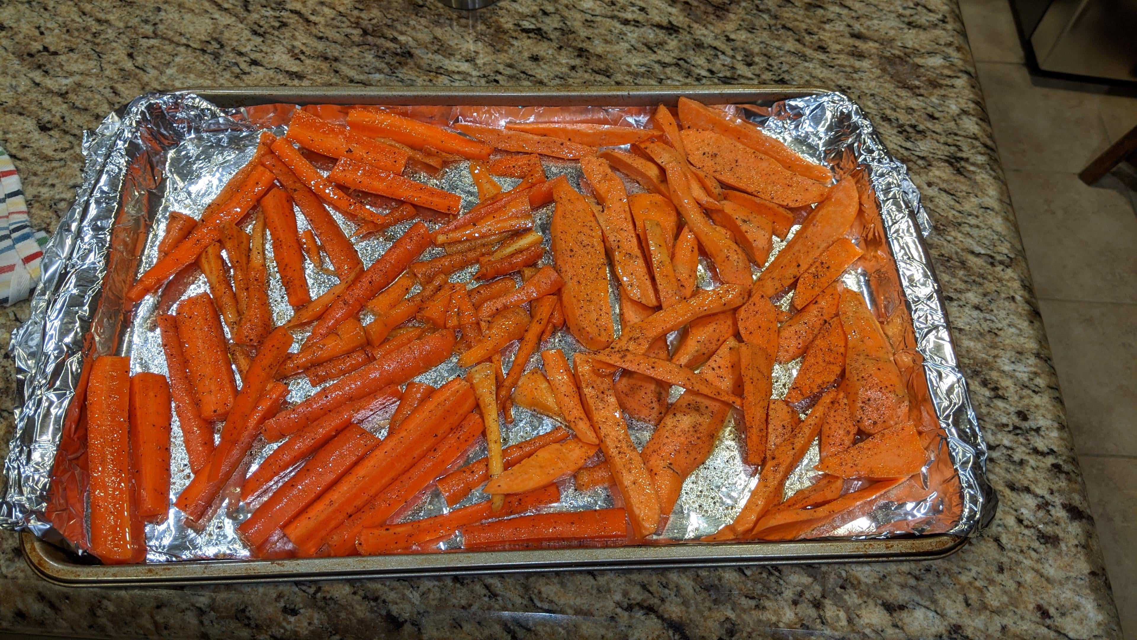 Roasted some carrots and sweet potatoes, tonight. It's very satisfying