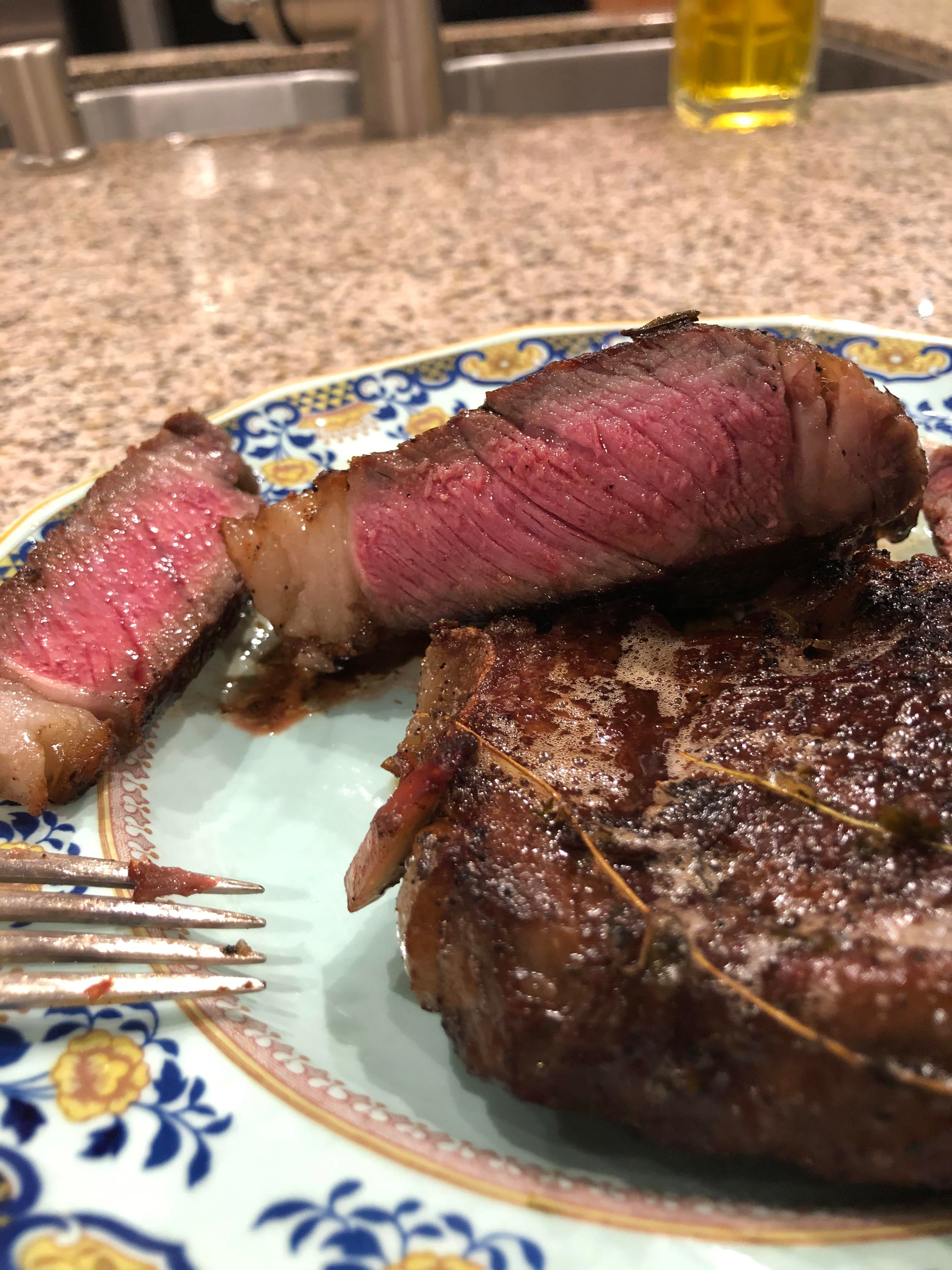 Salt brined rib eye from Costco made on the stovetop Dining and Cooking
