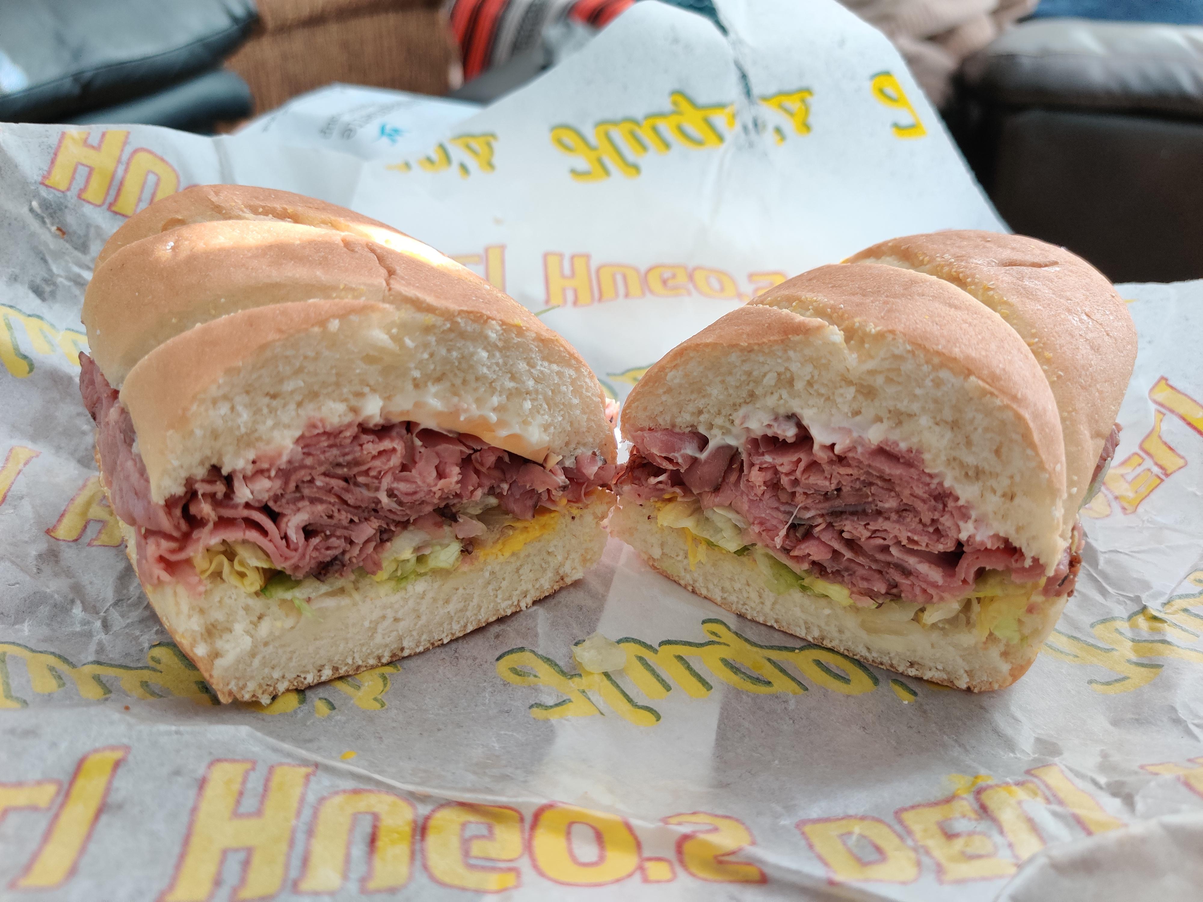 Roast beef and american cheese from Hugo's Deli in ID. Dining and Cooking