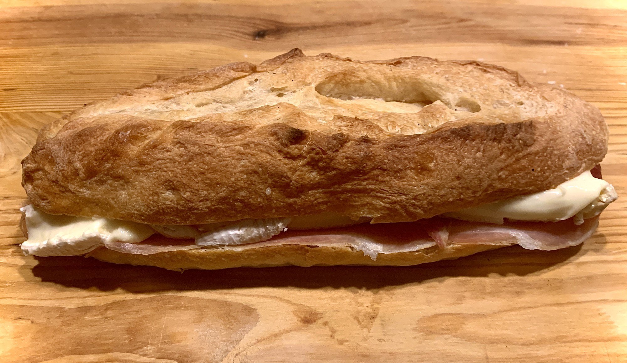 Butter, Brie and Prosciutto on a homemade Baguette Dining and Cooking
