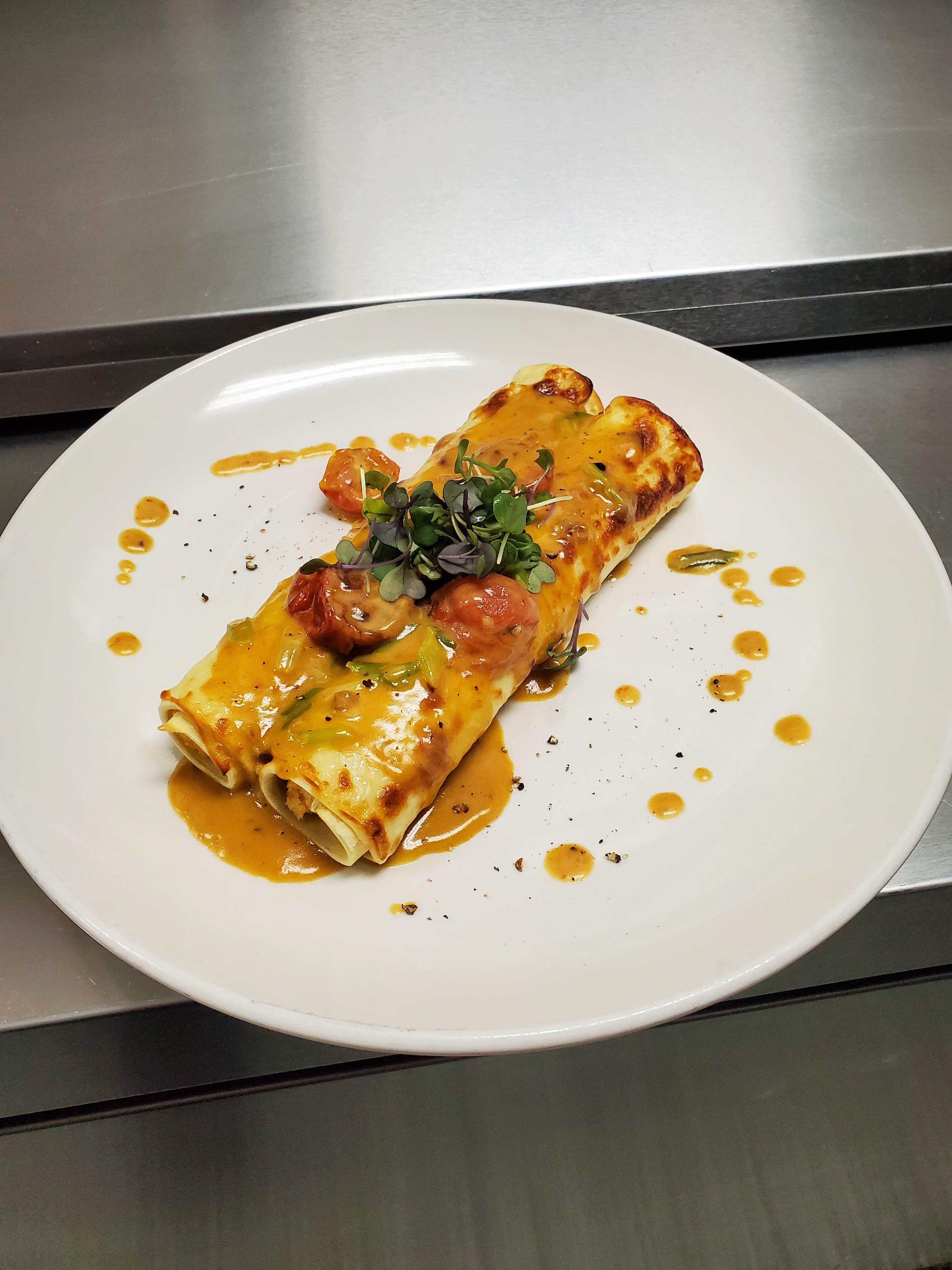 Cannelloni di Pesce (Halibut, shrimp, and crab mousse with smoked
