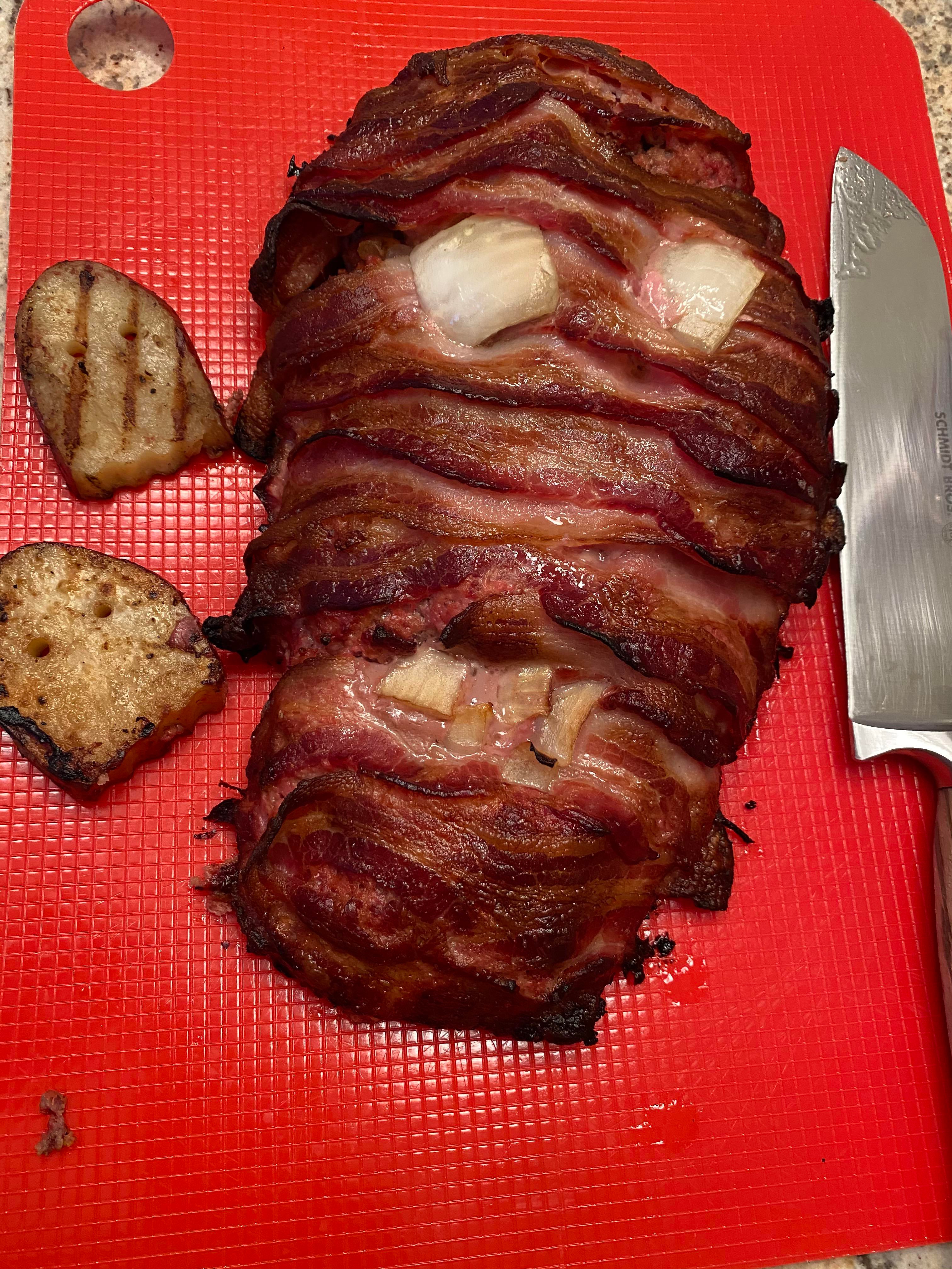 Was inspired by this sub. Mummy meatloaf with ghost potatoes. Happy